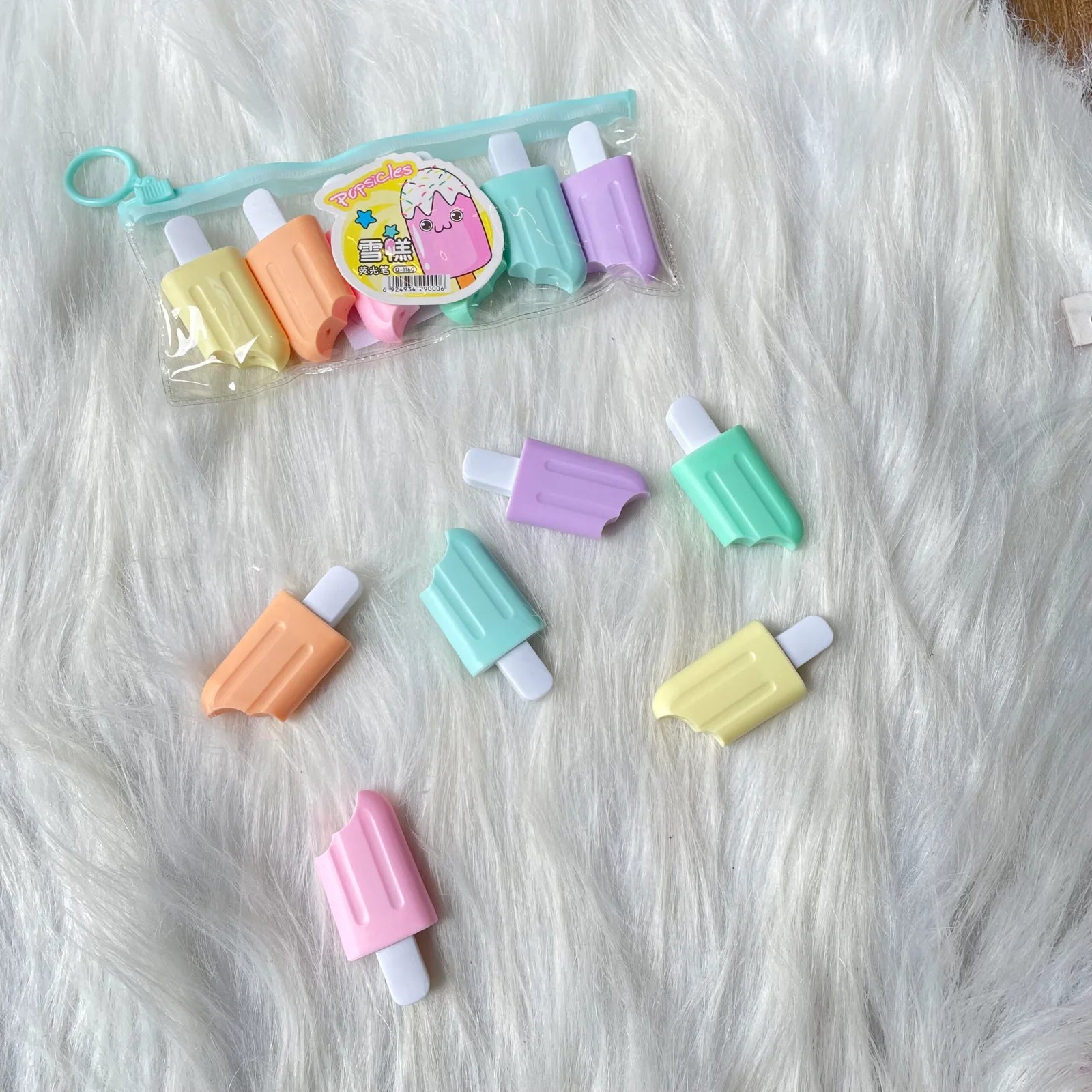 Ice cream highlighter set of 6 in a pouch