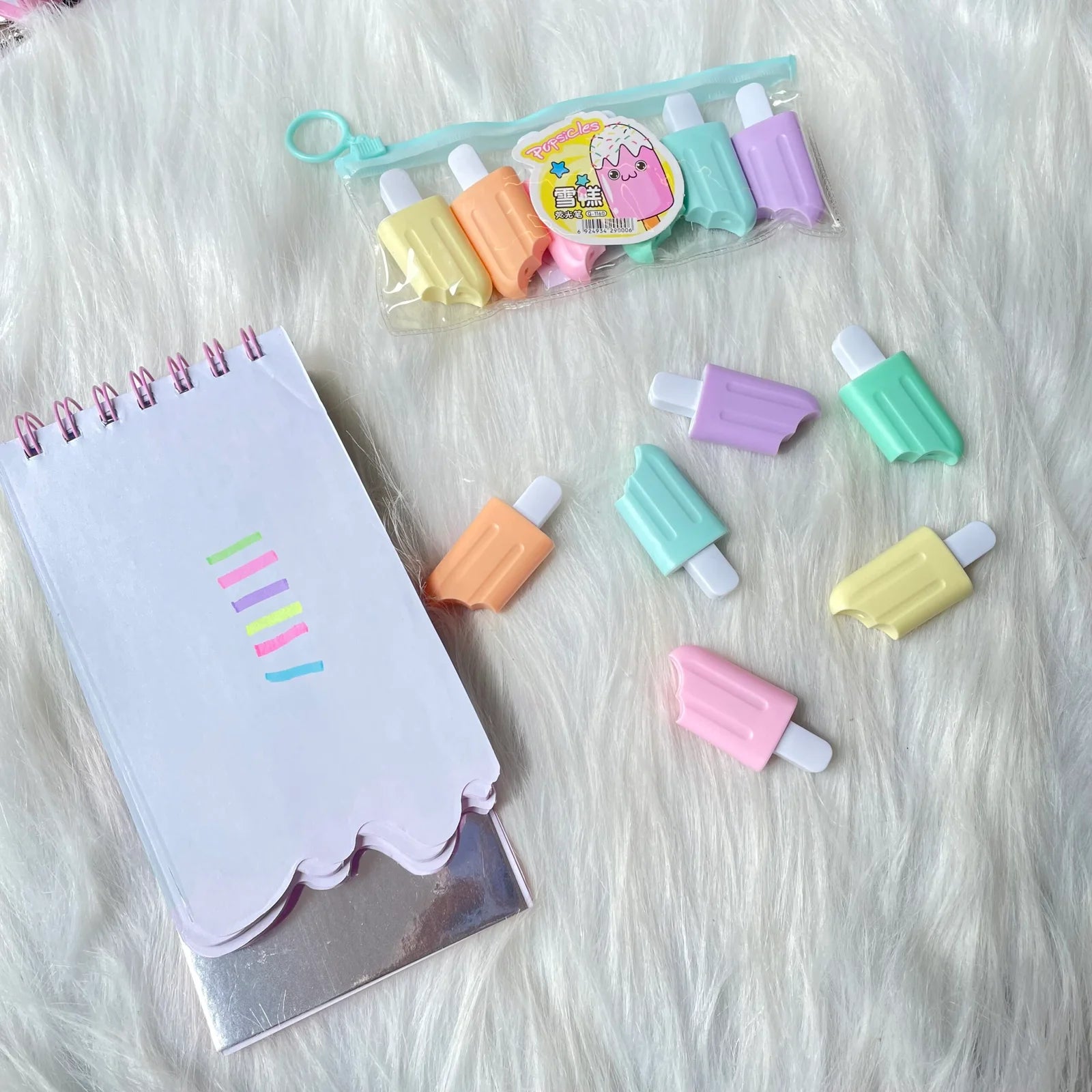 Ice cream highlighter set of 6 in a pouch