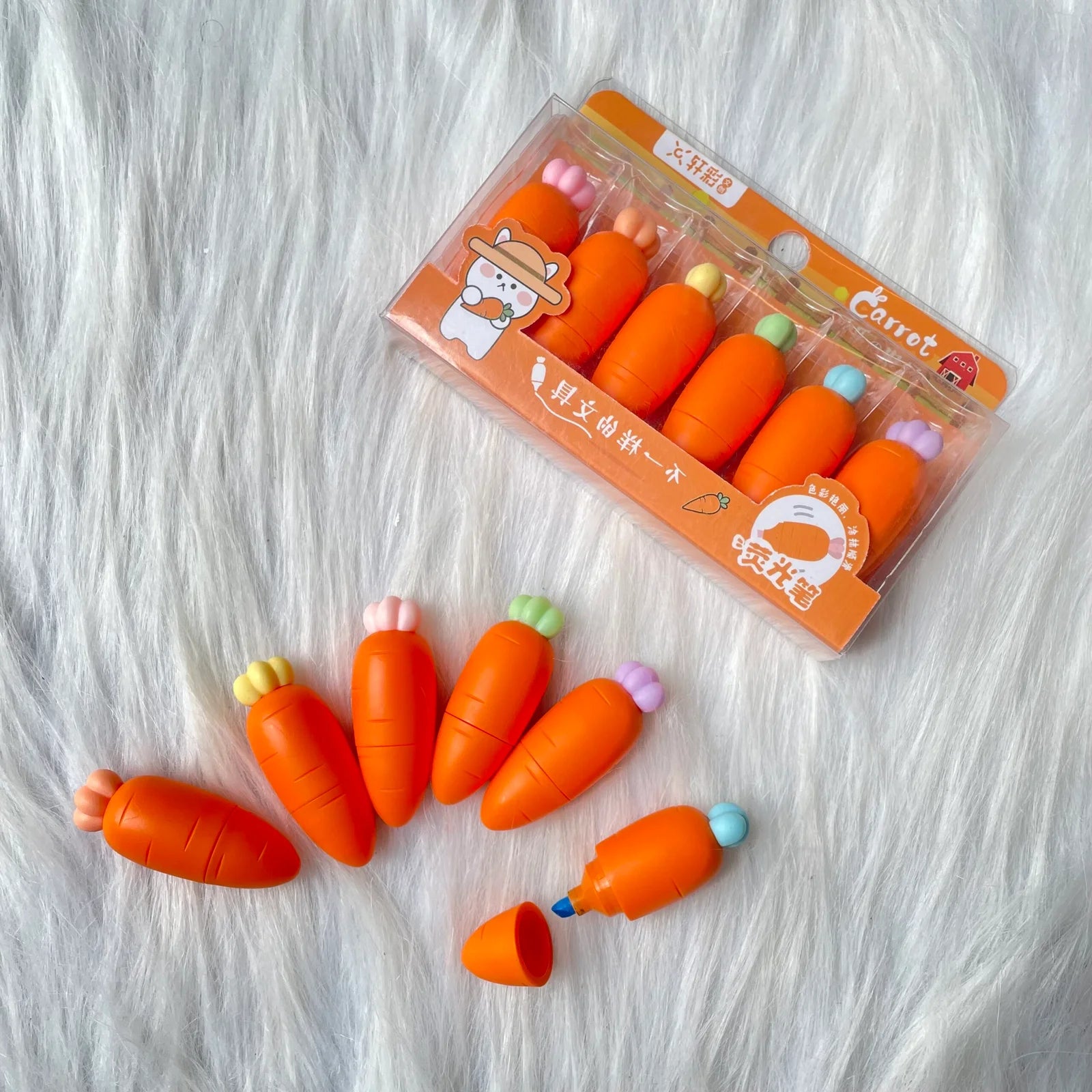 Carrot Highlighter set of 6 comes in pouch