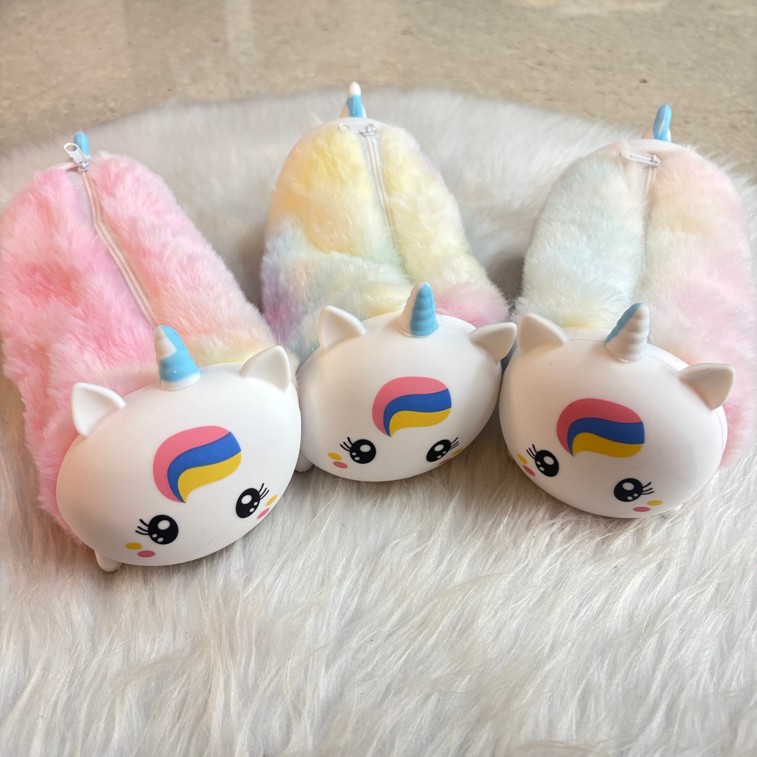 Cute unicorn fur pouches