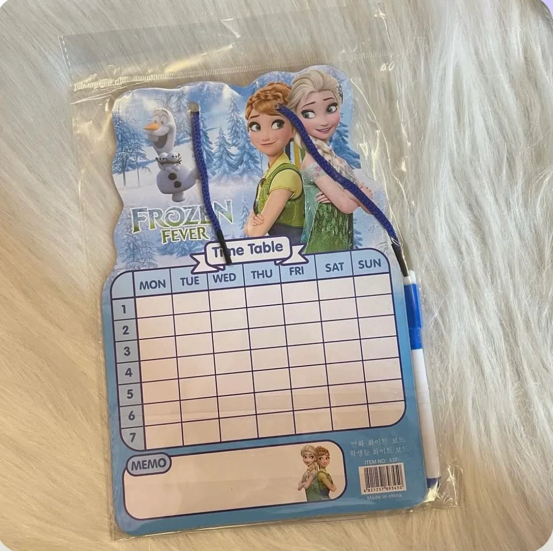 Mini white and time table board with marker
