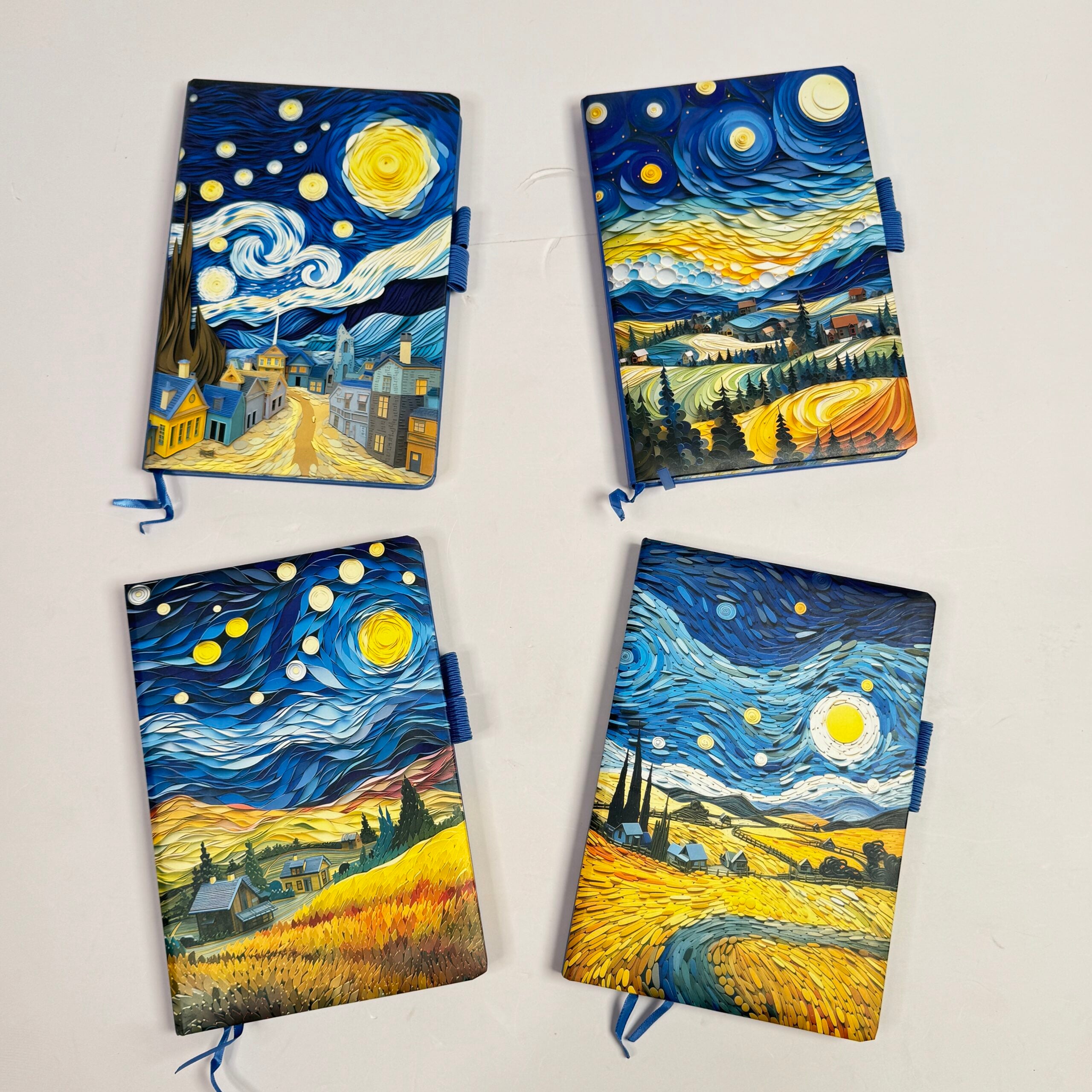 Van Gogh theme hard bound leather finish diaries