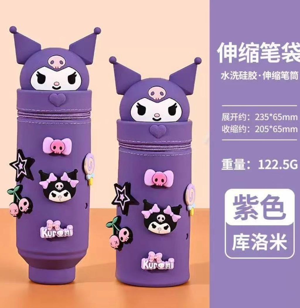 Kuromi theme pencil pouches with charms inside