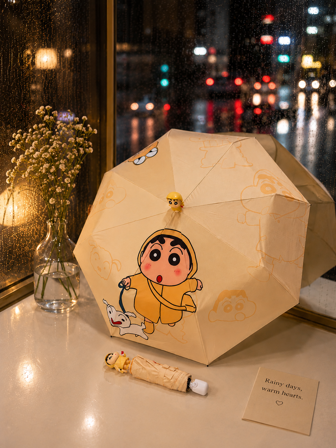 Cute Shinchan Portable Travel Umbrella with 3D Toy