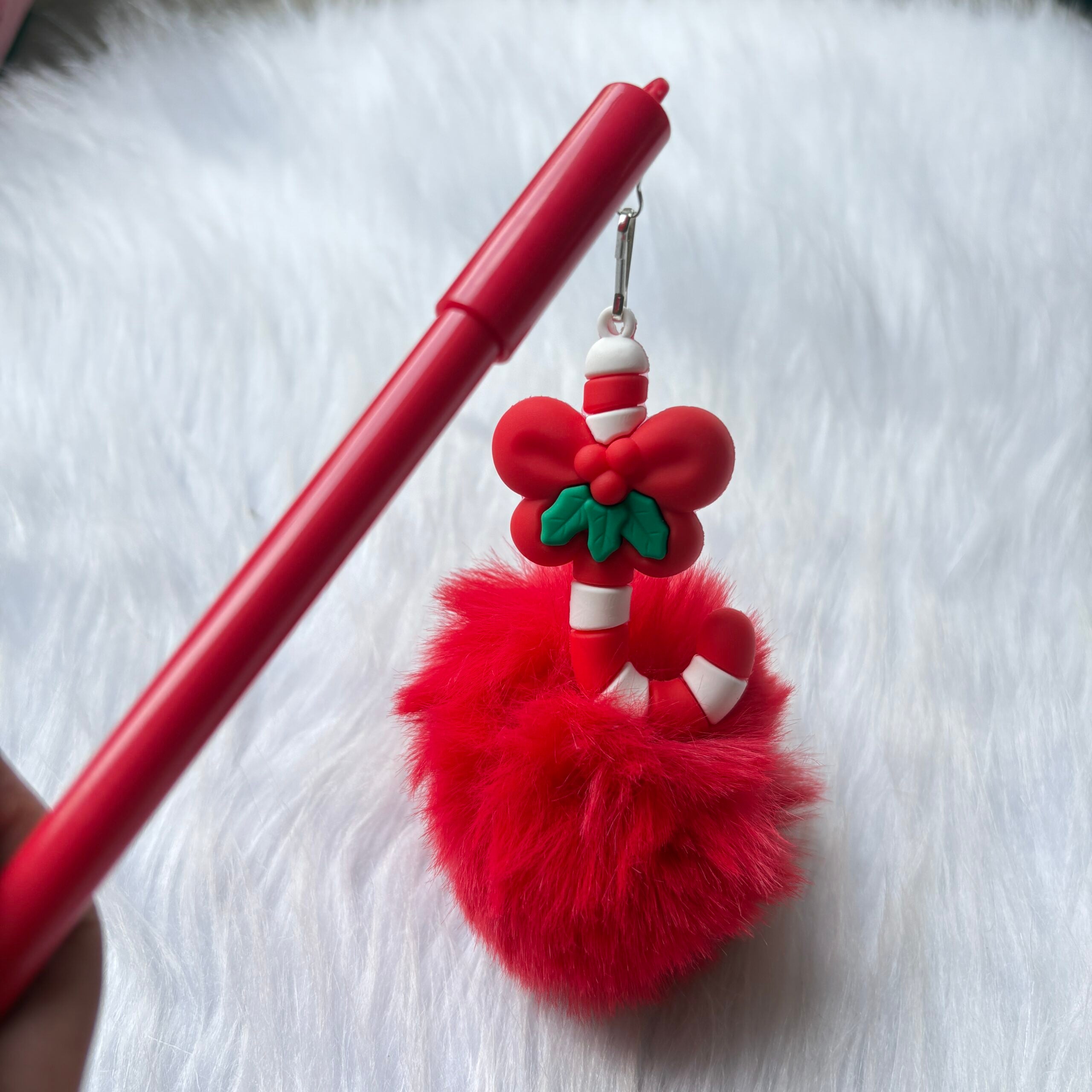 Christmas Fur Pom Pom pens random