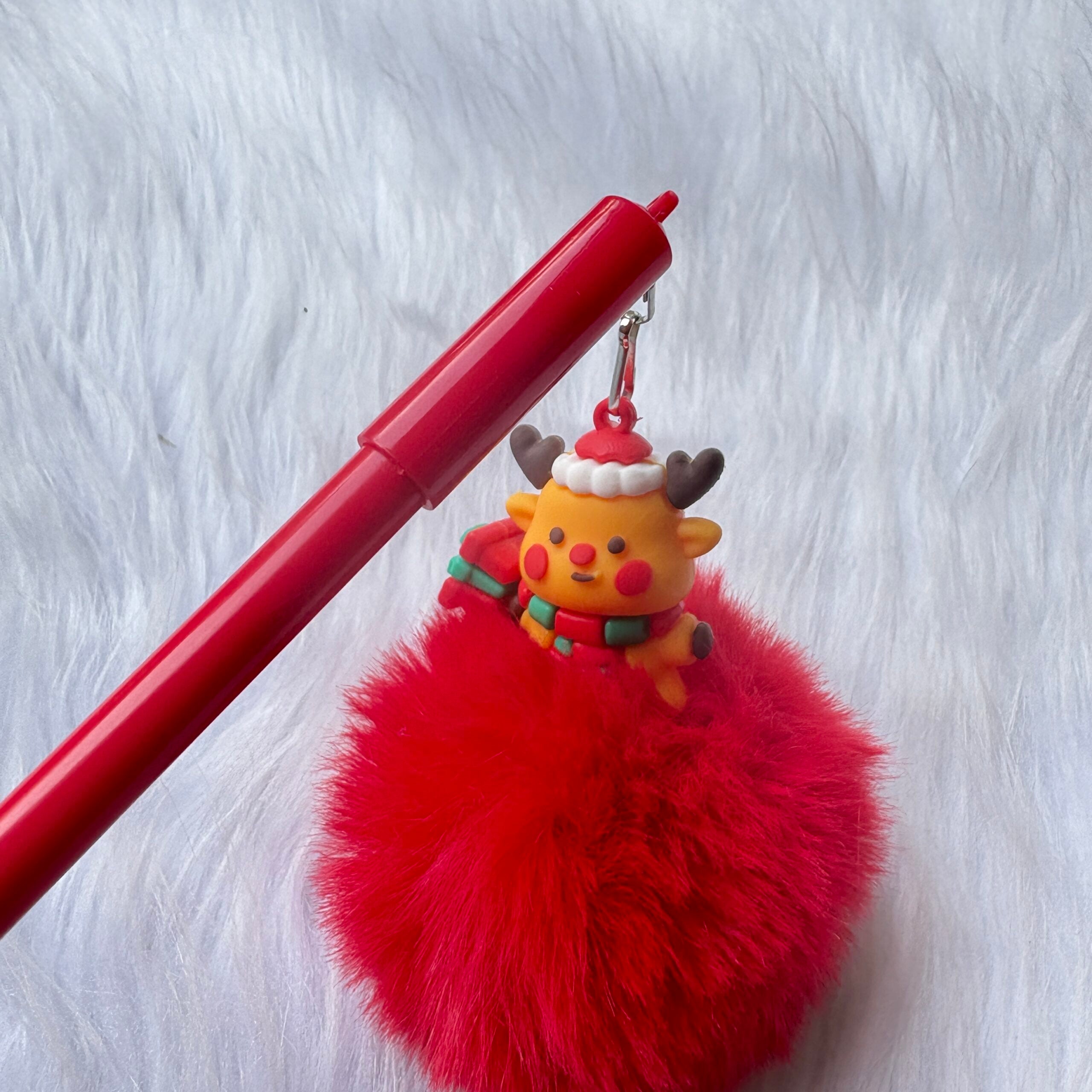 Christmas Fur Pom Pom pens random