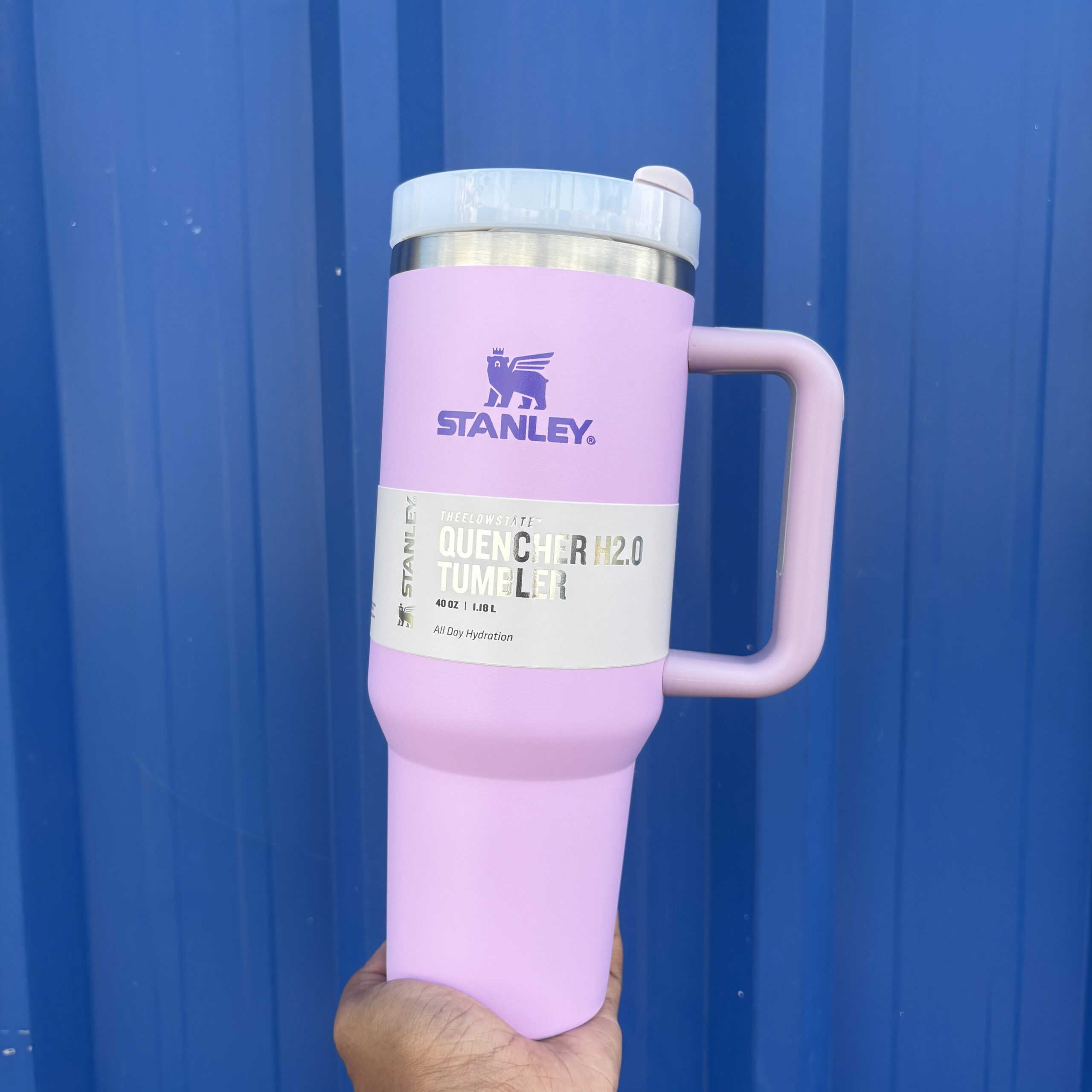 Purple Stanley with straw