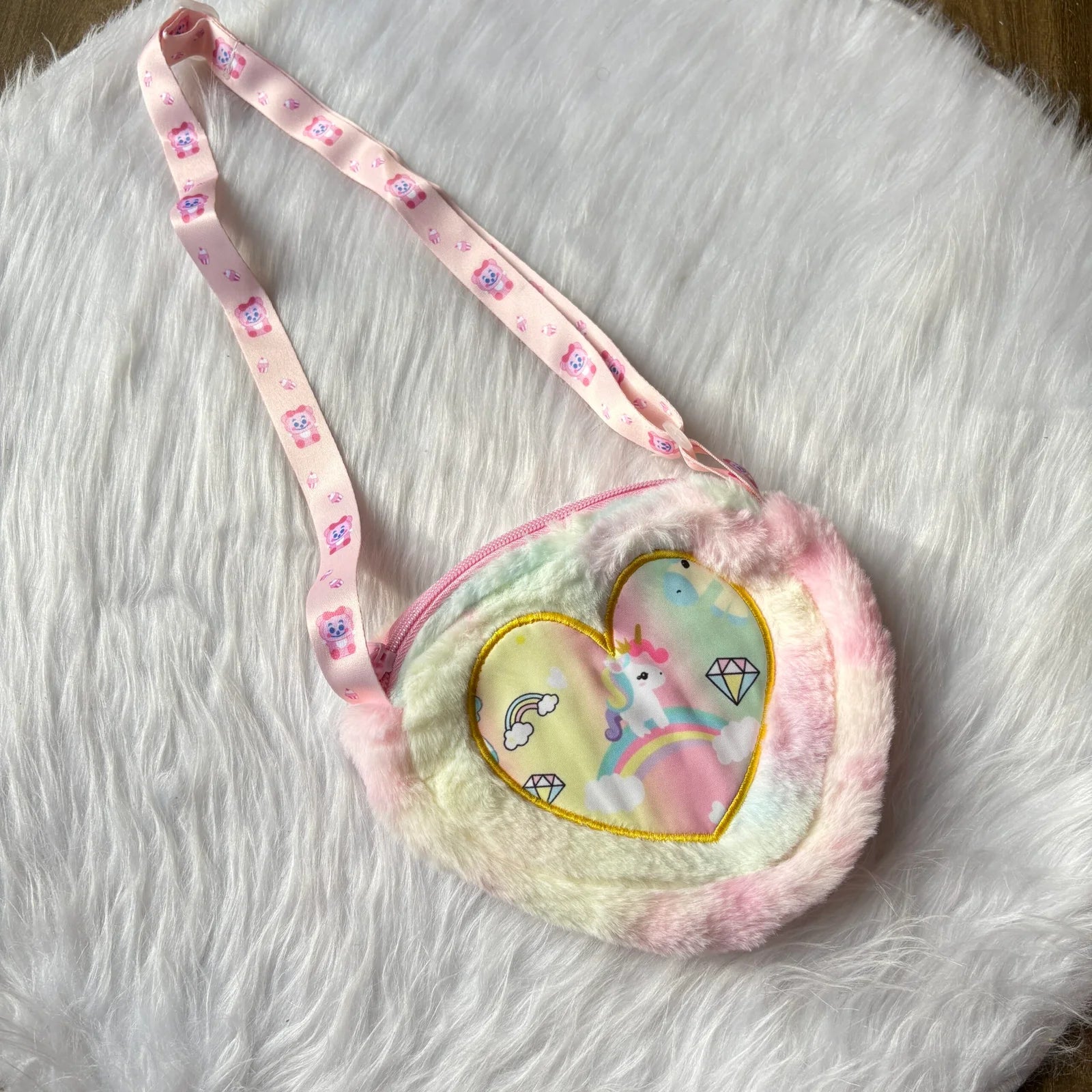 Unicorn fur sling bag