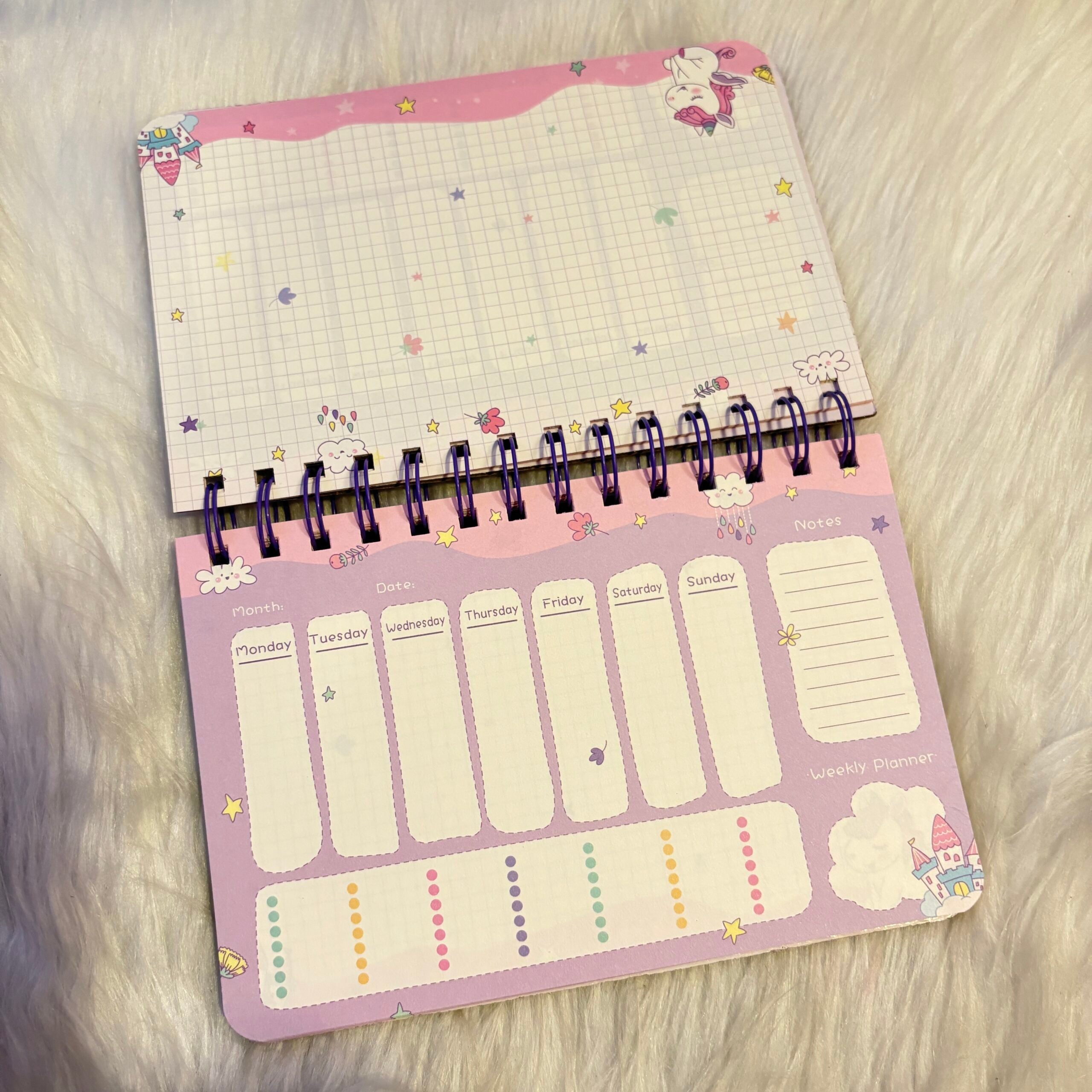 Cute unicorn weekly planners