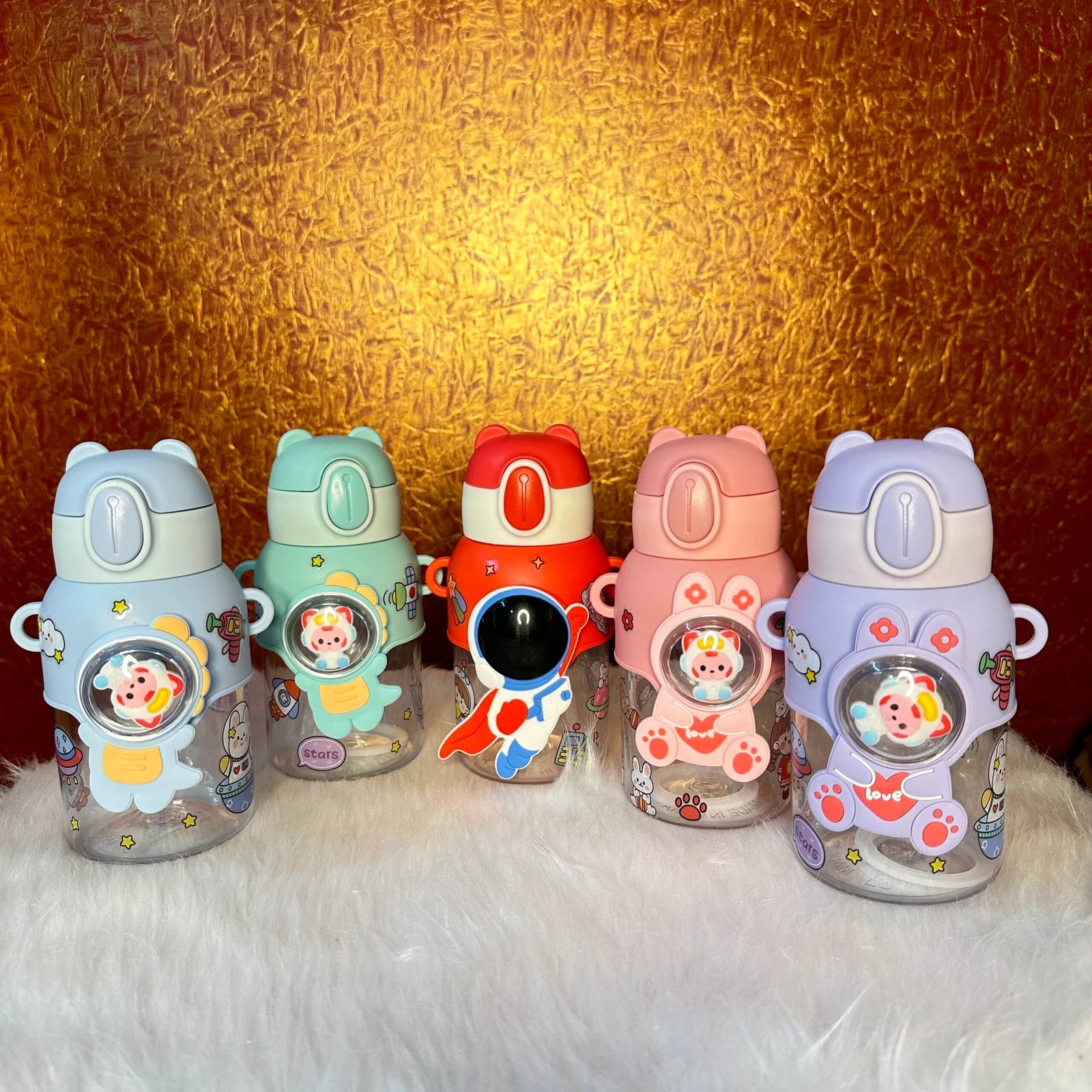 Cute astro theme high quality sippers with stickers and strap approx 600 ml