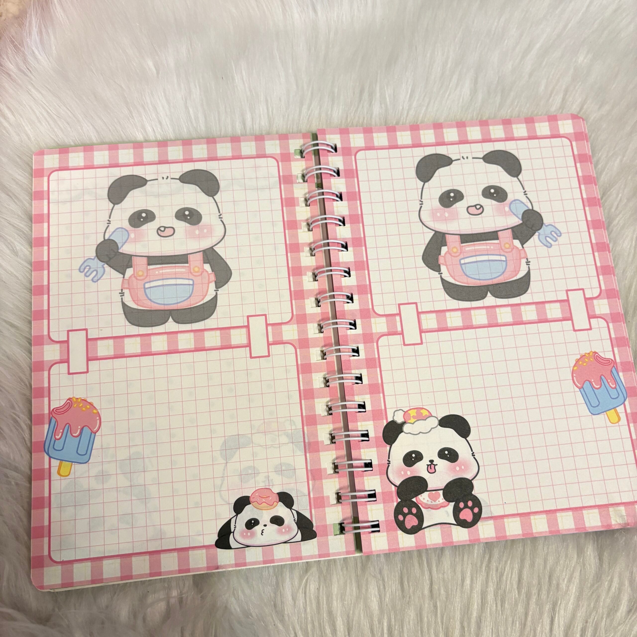 Two layered panda diaries with Sticker sheets