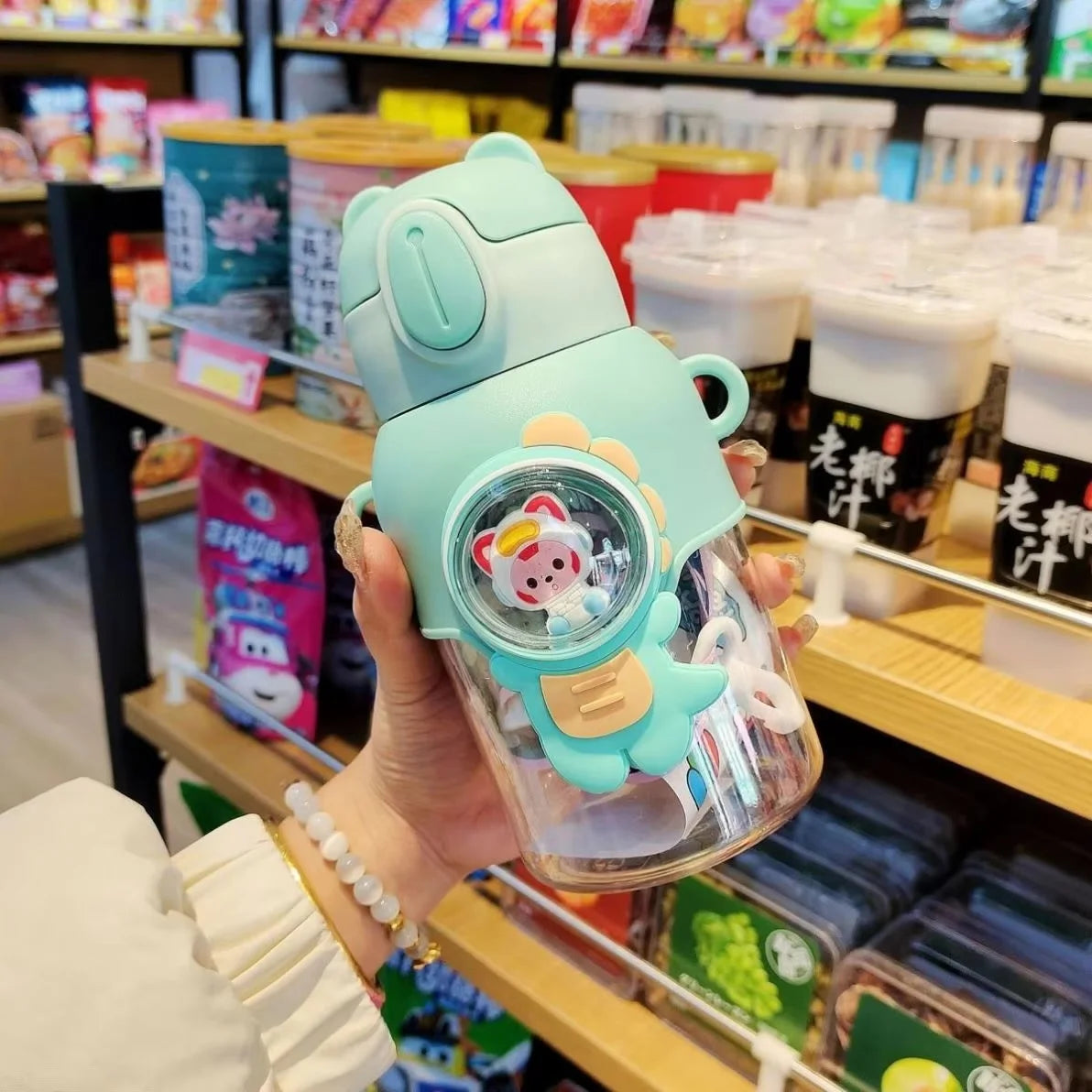 Cute astro theme high quality sippers with stickers and strap approx 600 ml