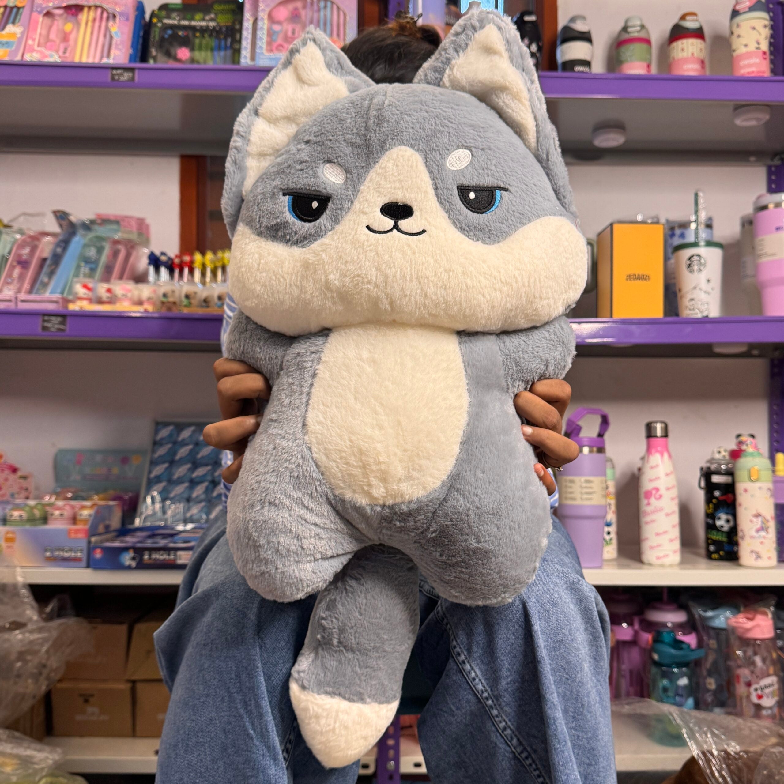 Grey Husky Blanket Plush Toy