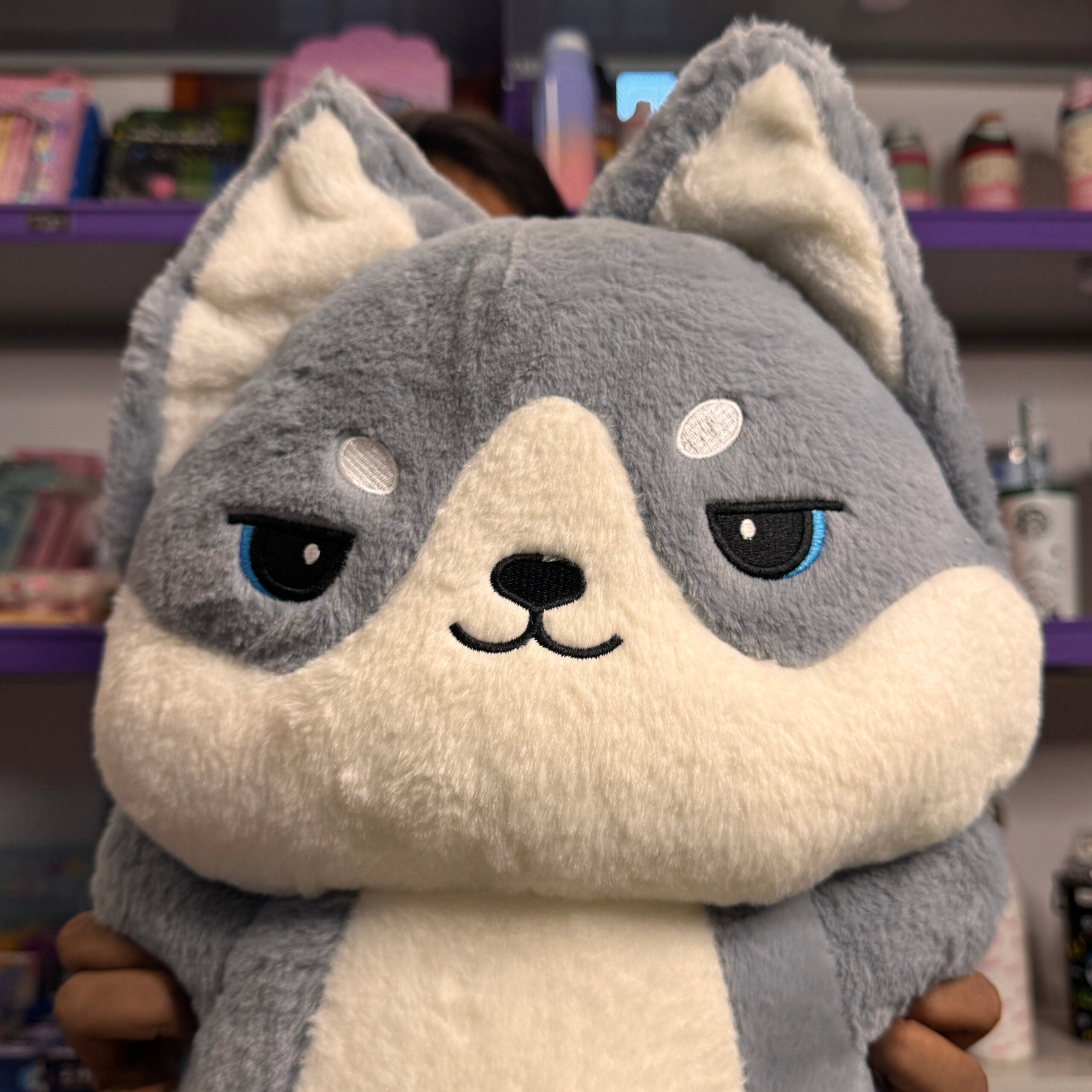 Grey Husky Blanket Plush Toy