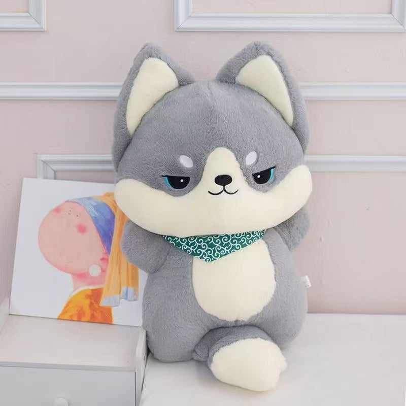 Grey Husky Blanket Plush Toy
