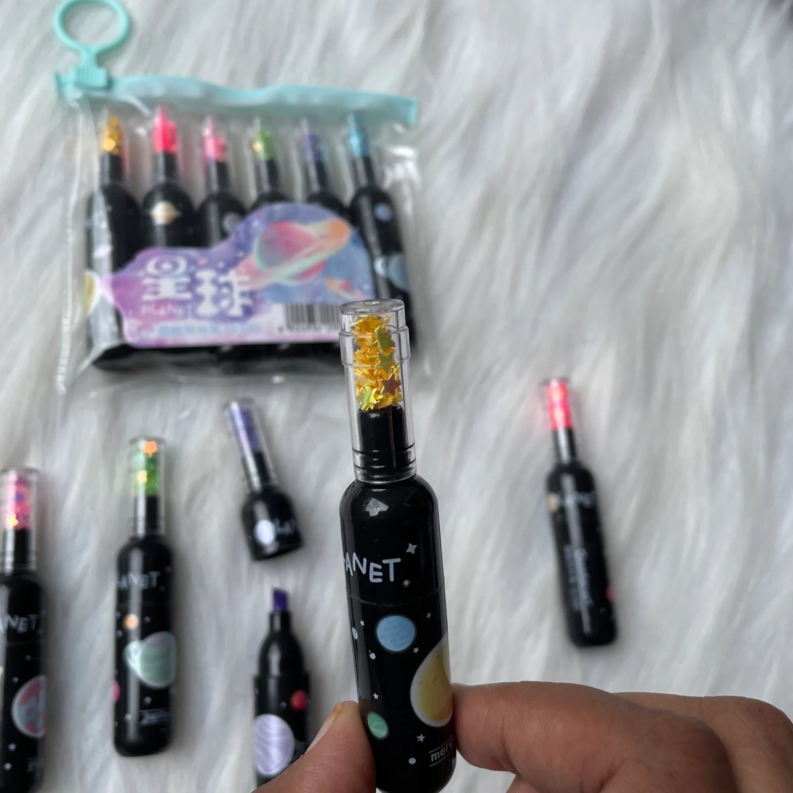 Space print wine bottle highlighter set of 6
