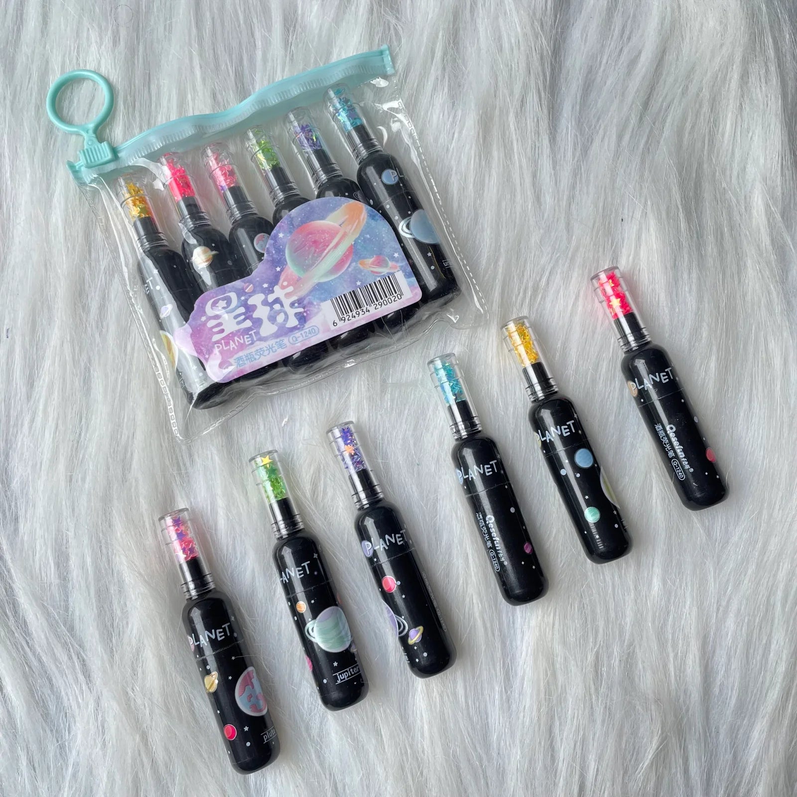Space print wine bottle highlighter set of 6
