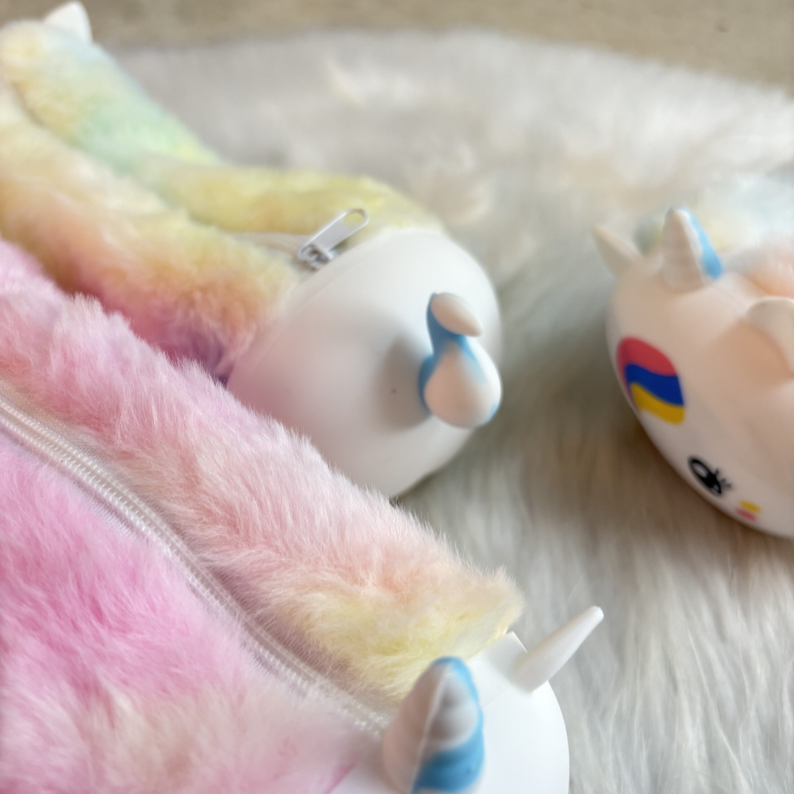 Cute unicorn fur pouches