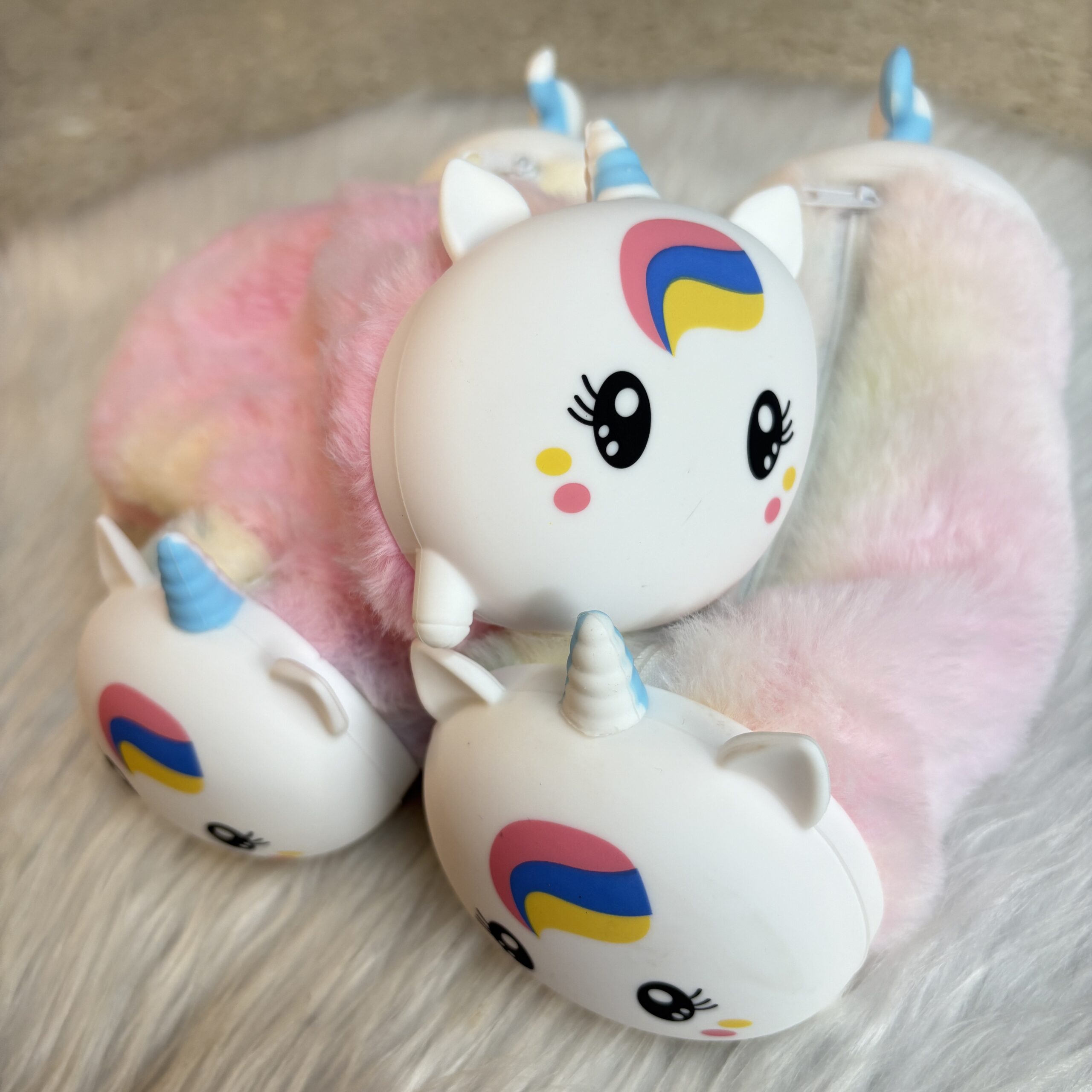 Cute unicorn fur pouches