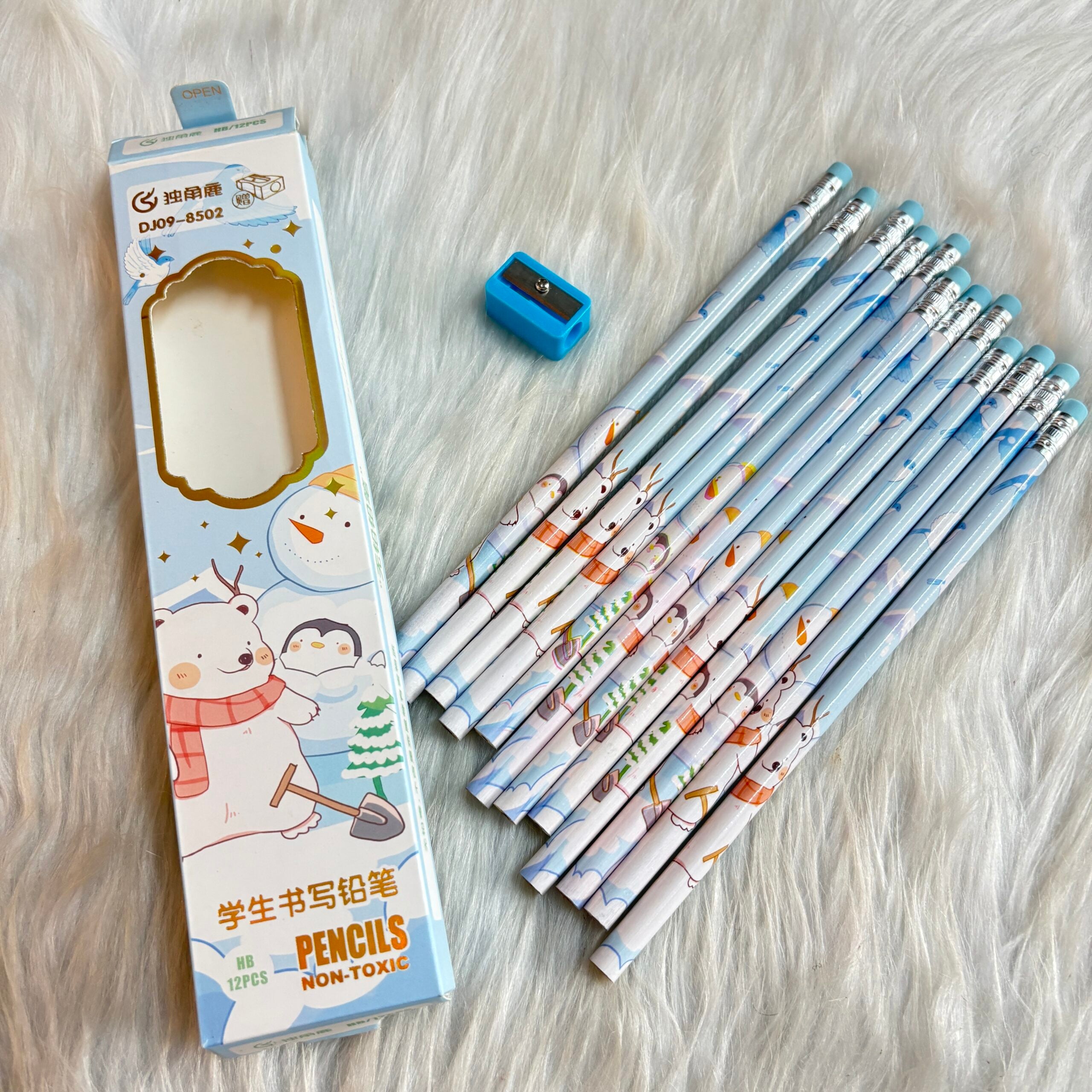 Pencil set with sharpener