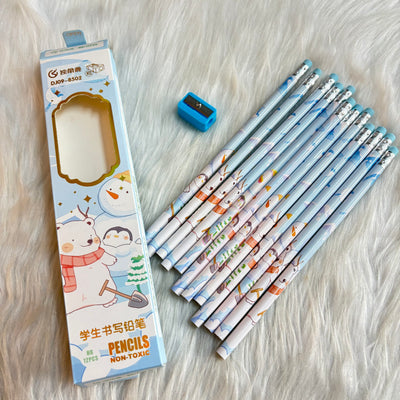 Pencil set with sharpener