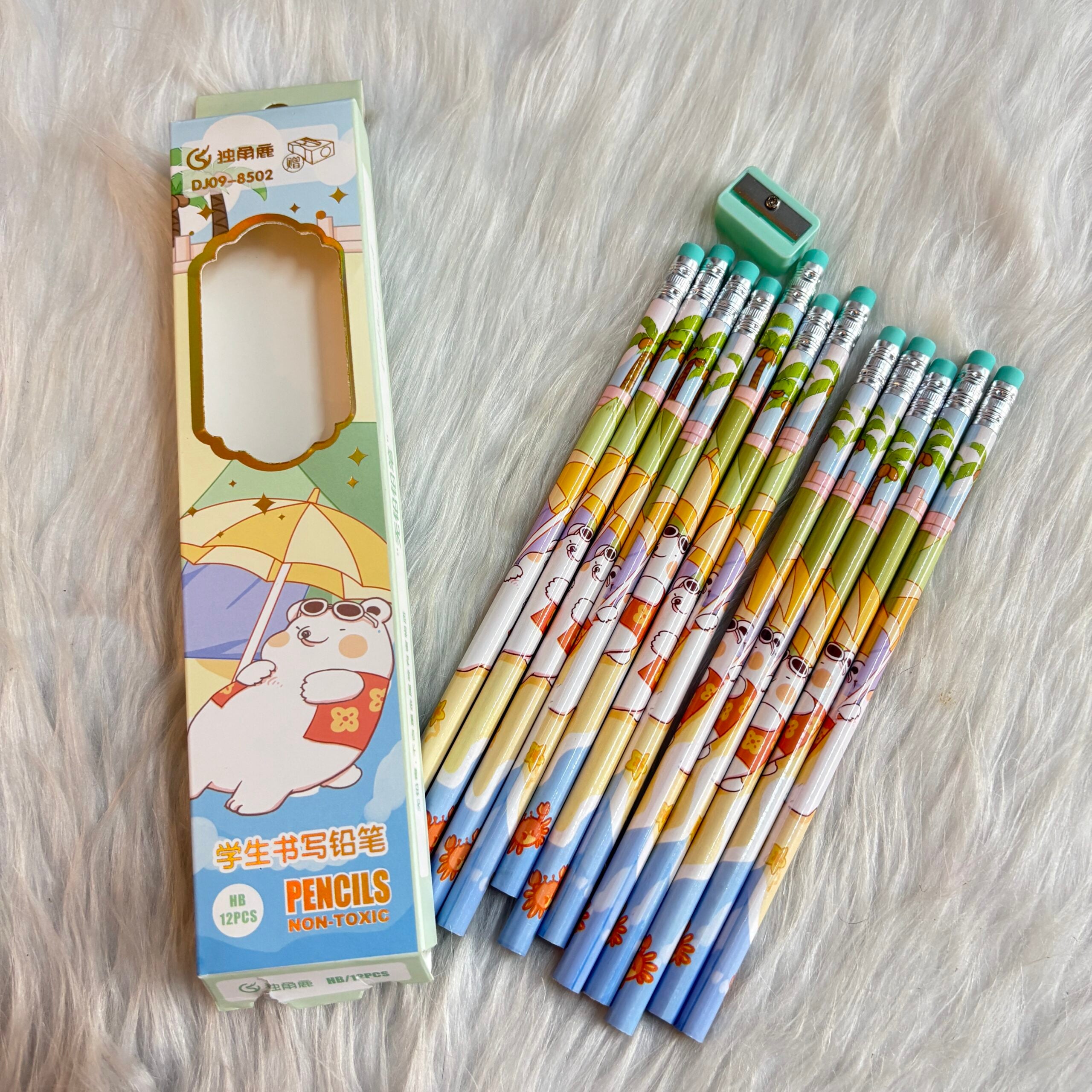 Pencil set with sharpener