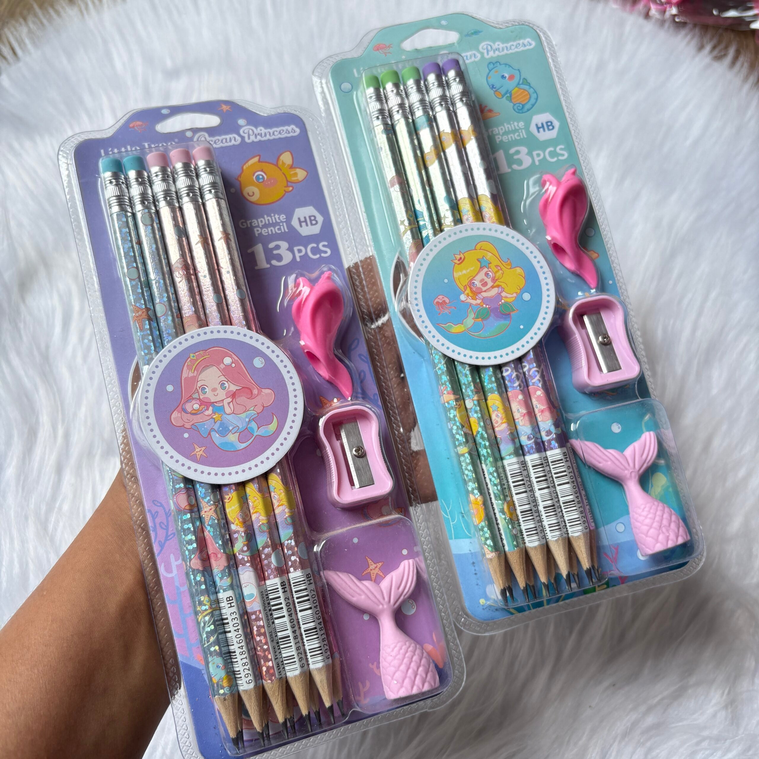 Cute mermaid pencils gift set