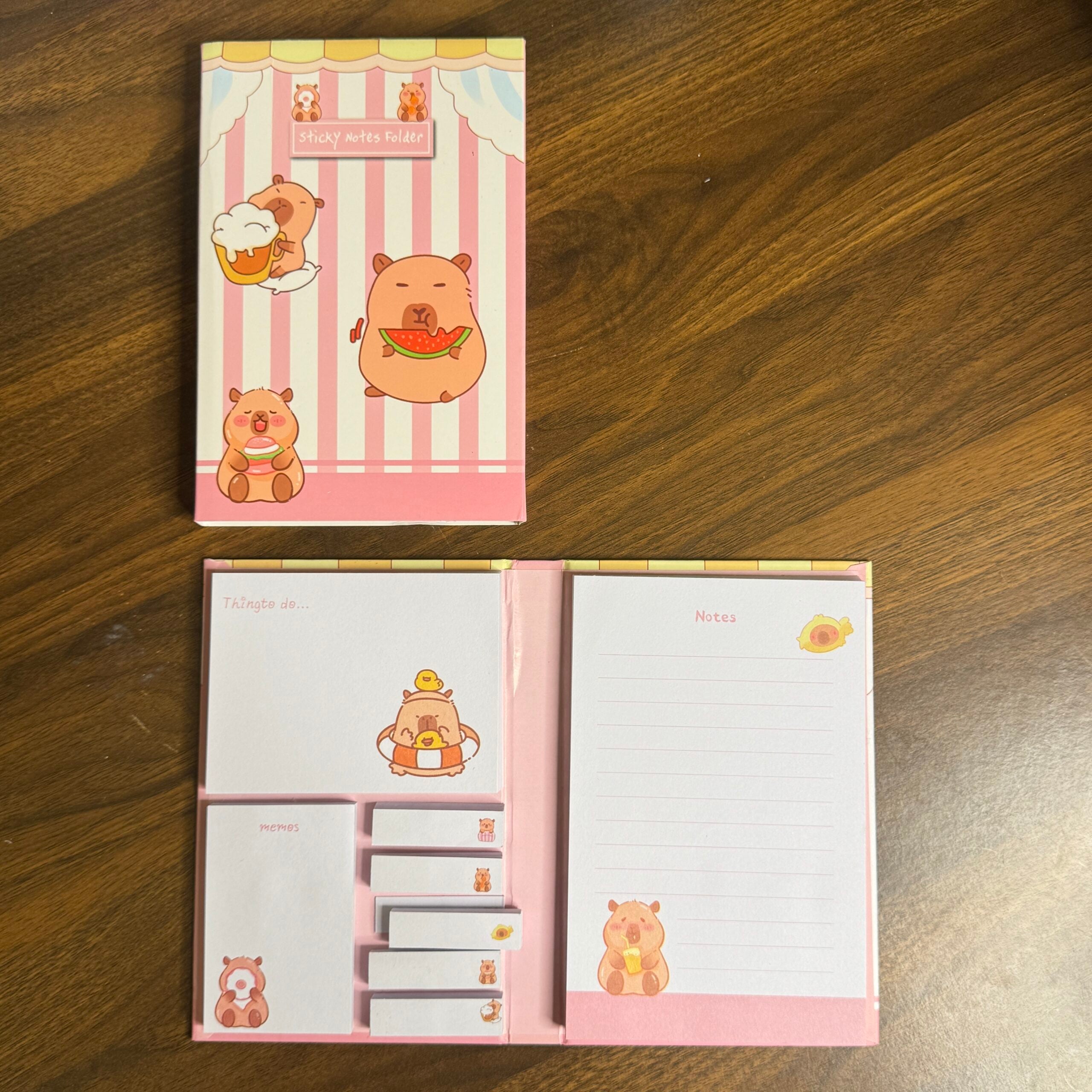 Capybara sticky note book with over 450 sheets