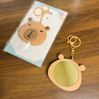 Cute capybara mirror keychain