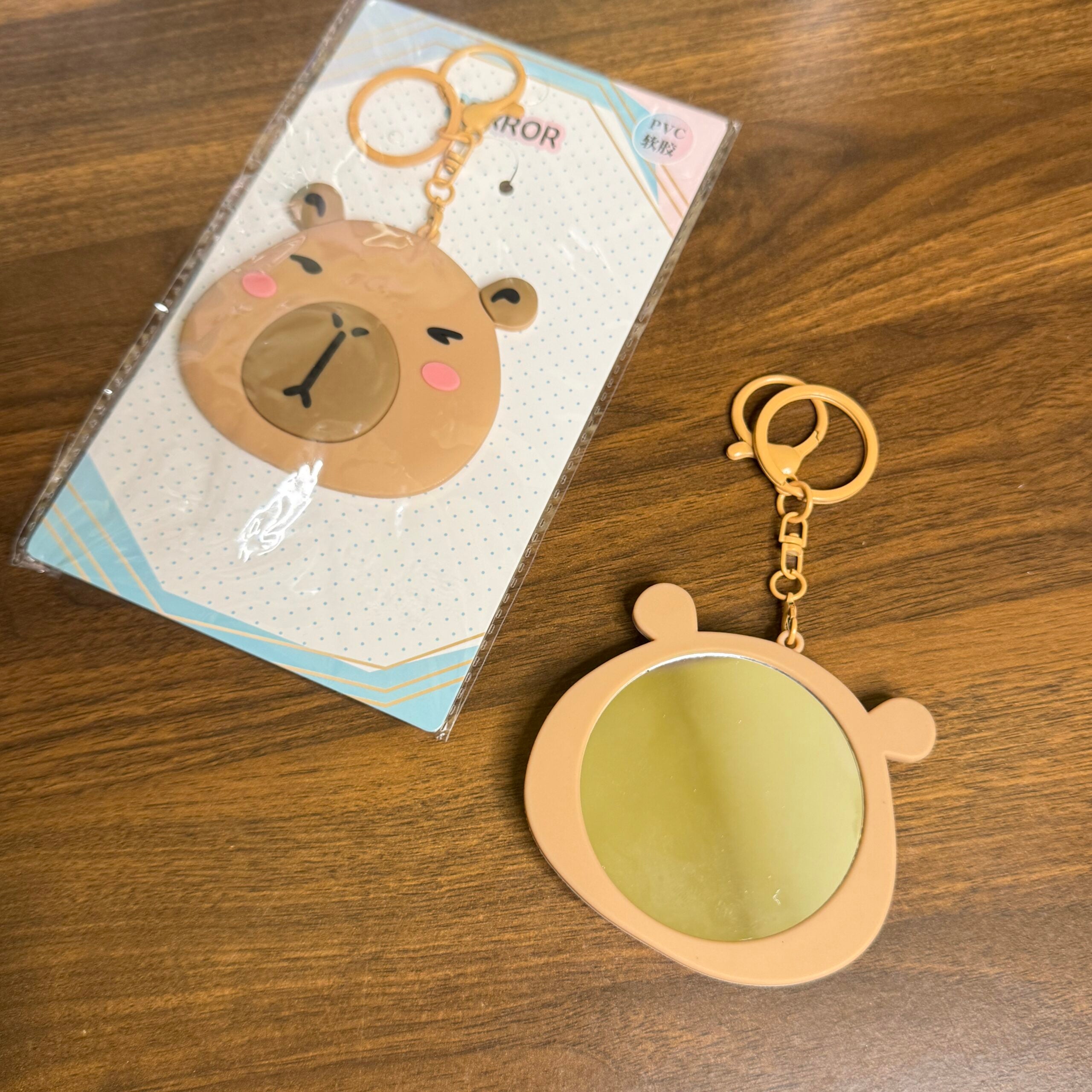 Cute capybara mirror keychain