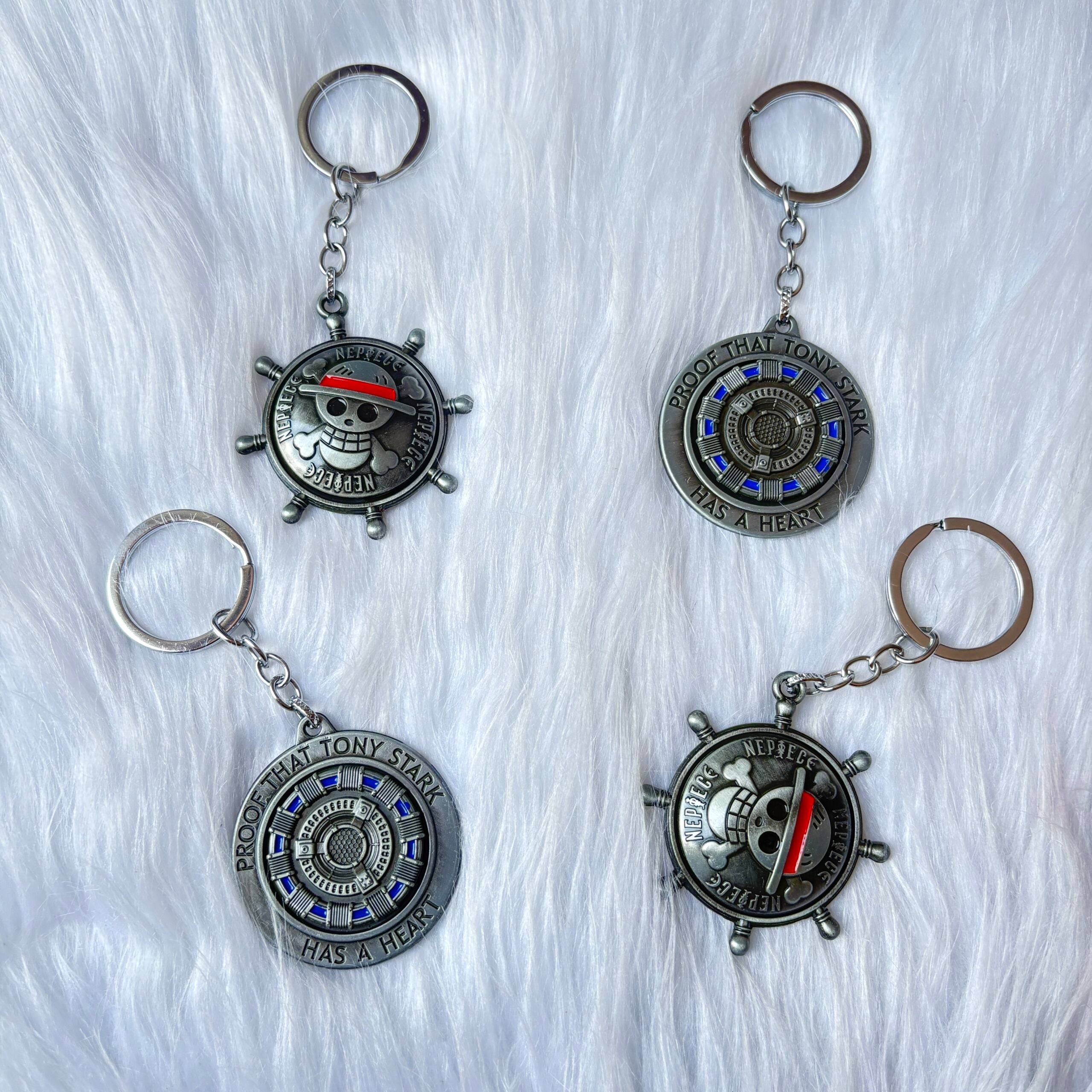 Tony Stark &amp; One piece metal spinning keychains