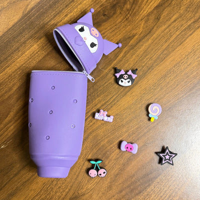 Kuromi theme pencil pouches with charms inside