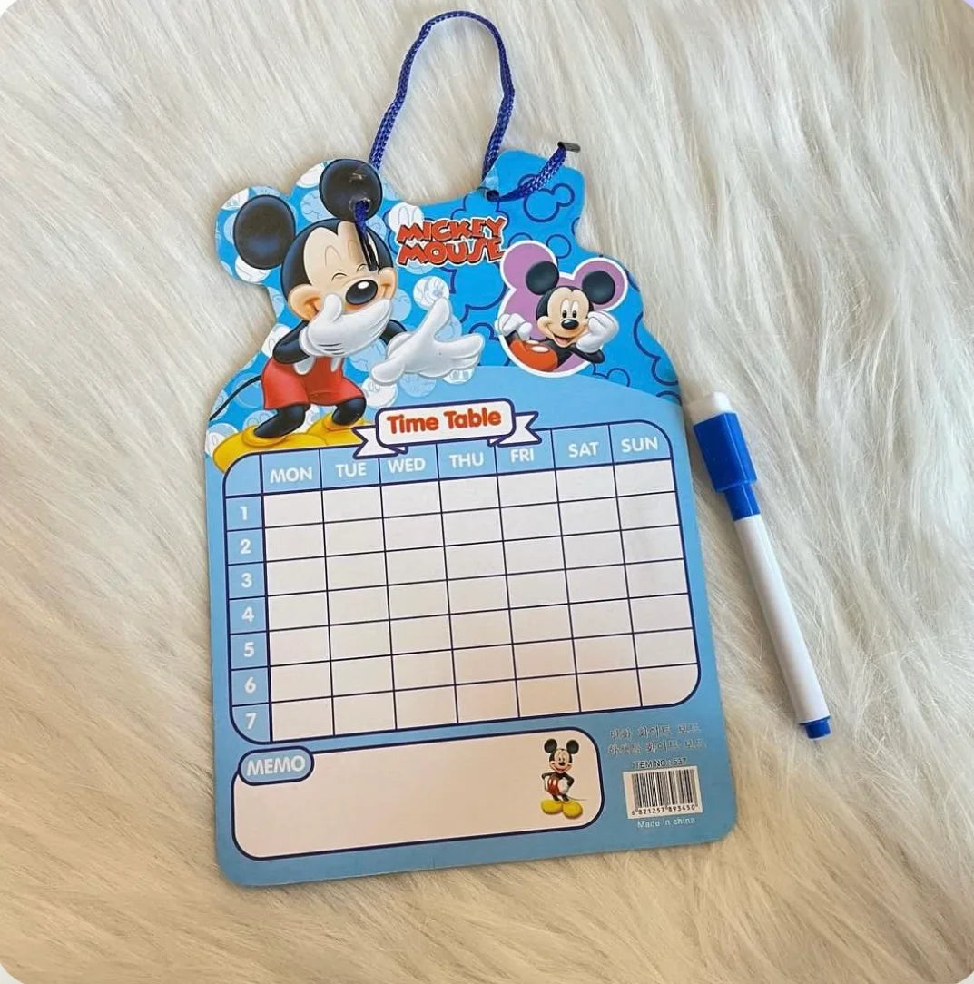 Mini white and time table board with marker