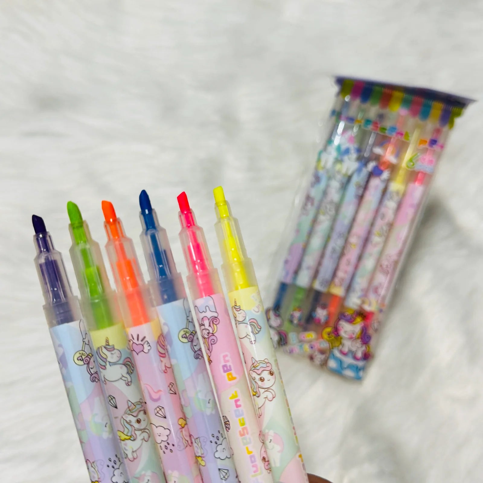 Dual tip unicorn highlighter pack set of 6