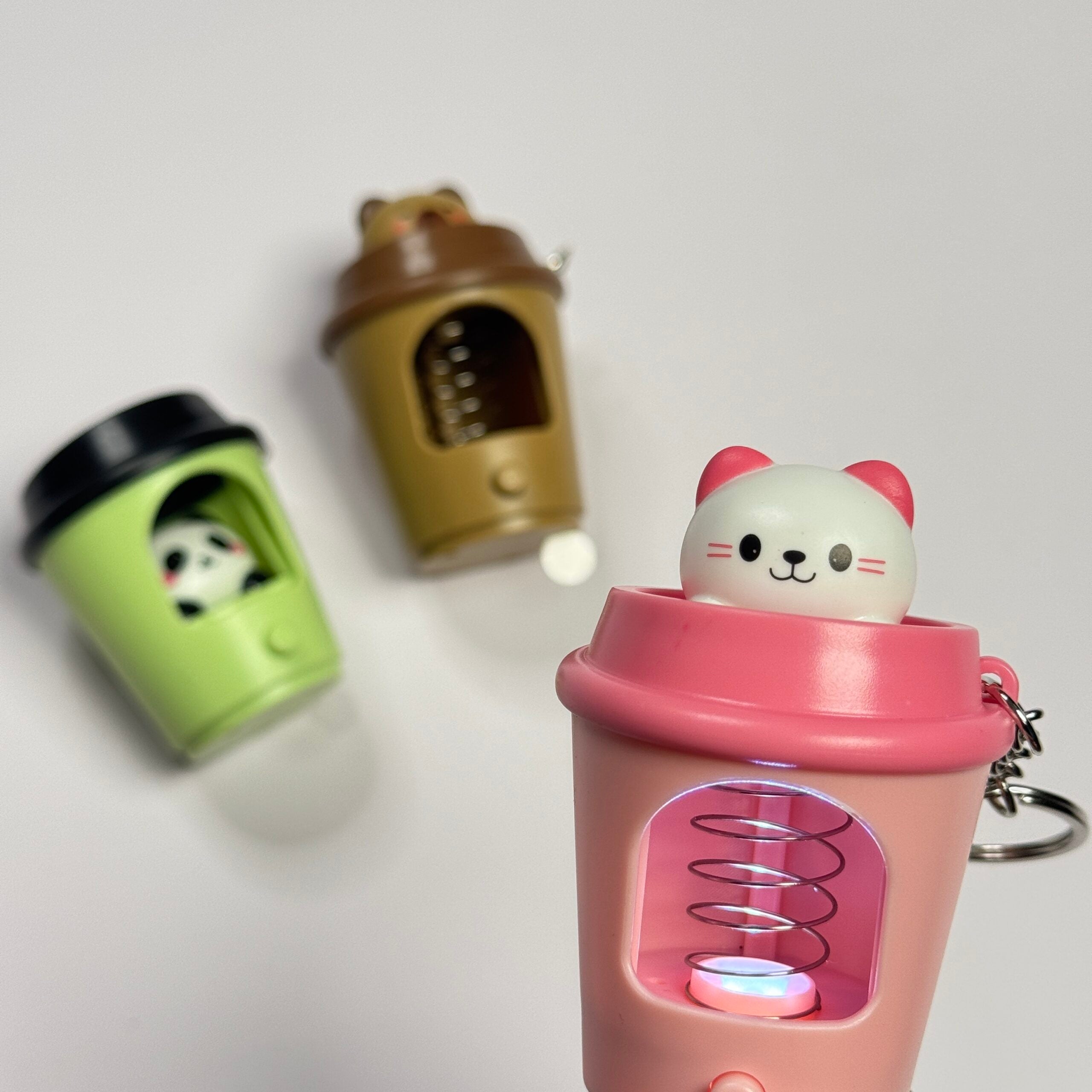 Popping Coffee Cup Light Keychain
