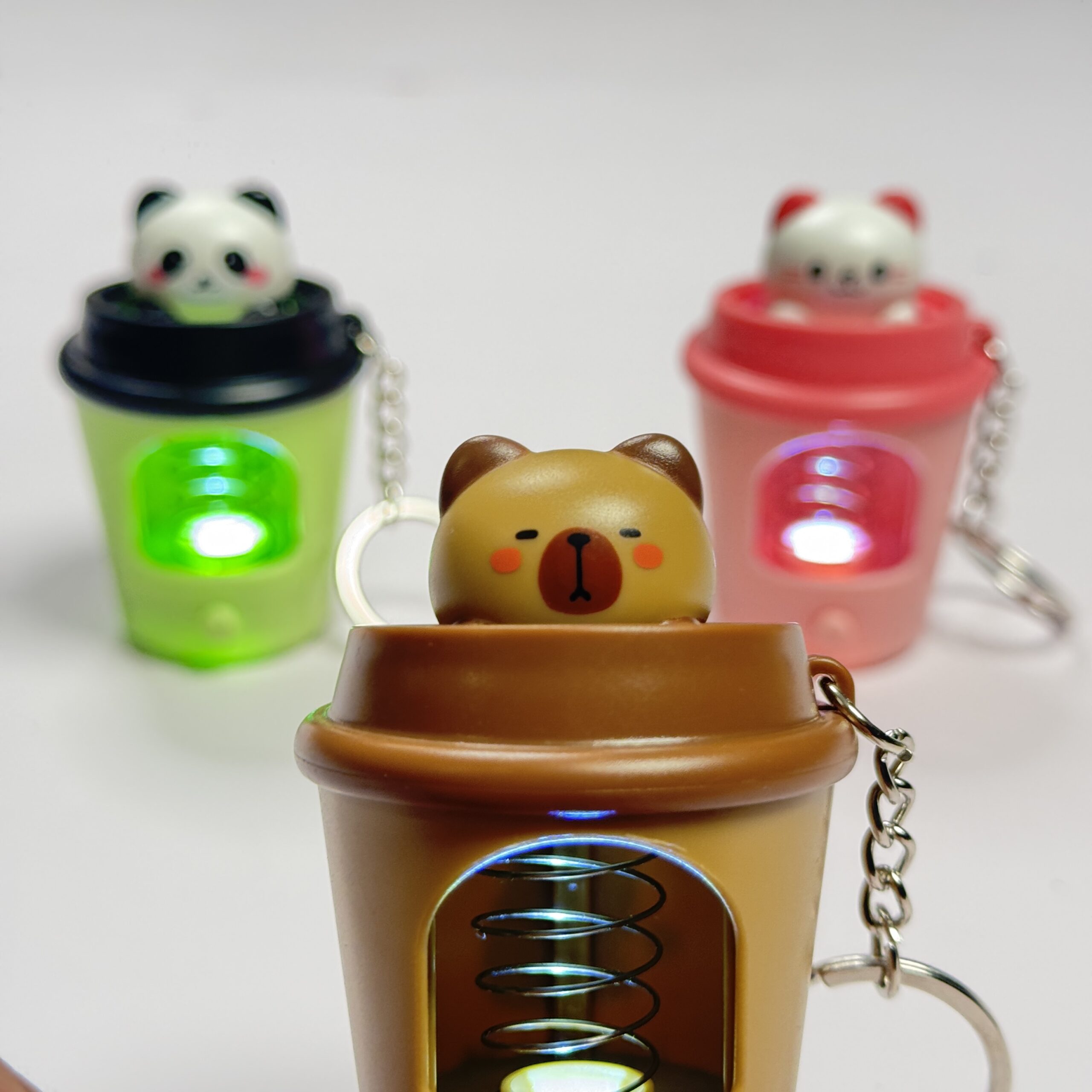 Popping Coffee Cup Light Keychain