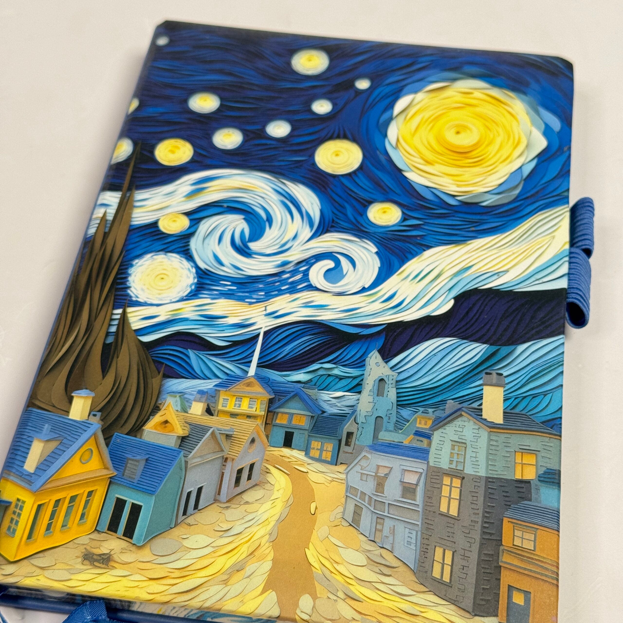Van Gogh theme hard bound leather finish diaries
