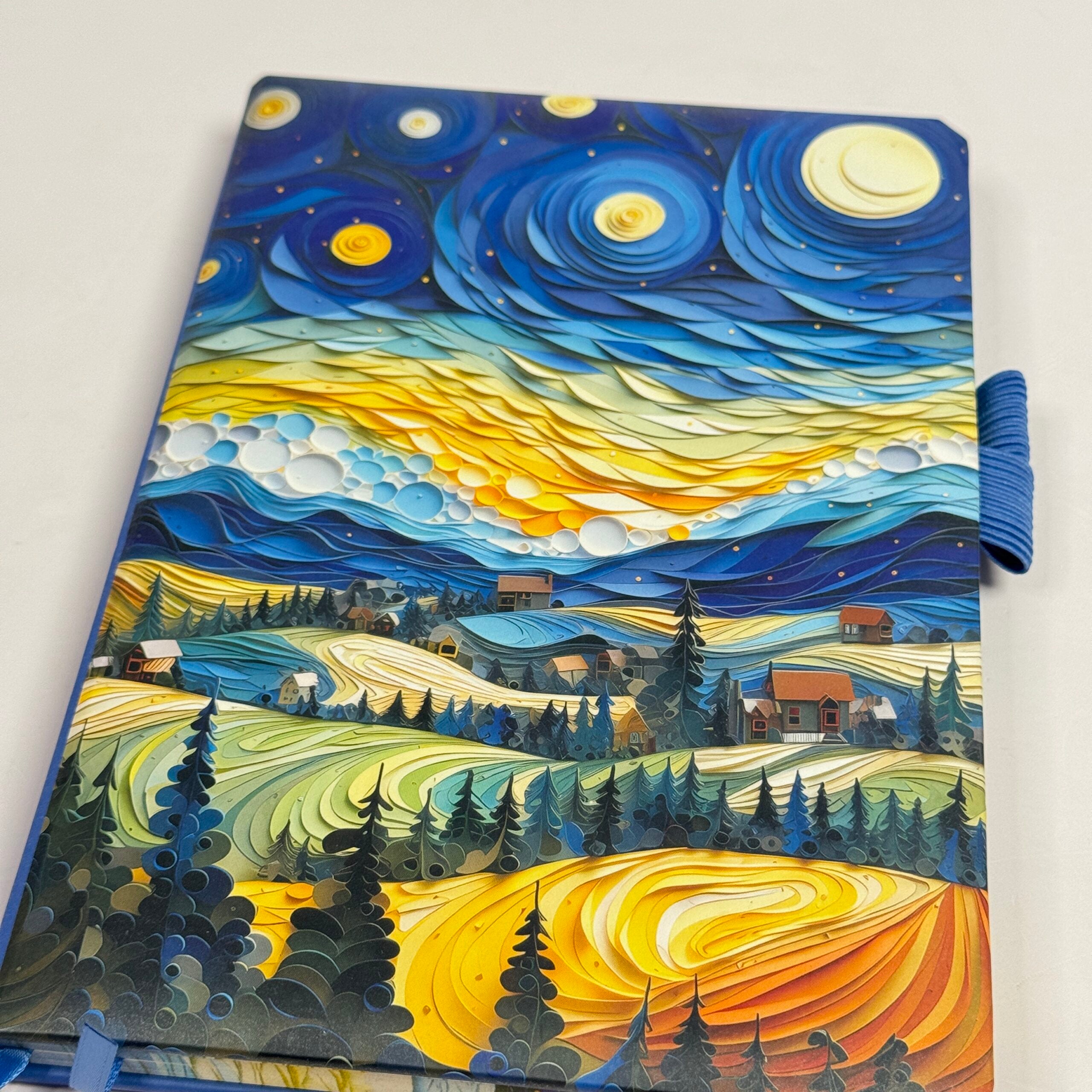 Van Gogh theme hard bound leather finish diaries