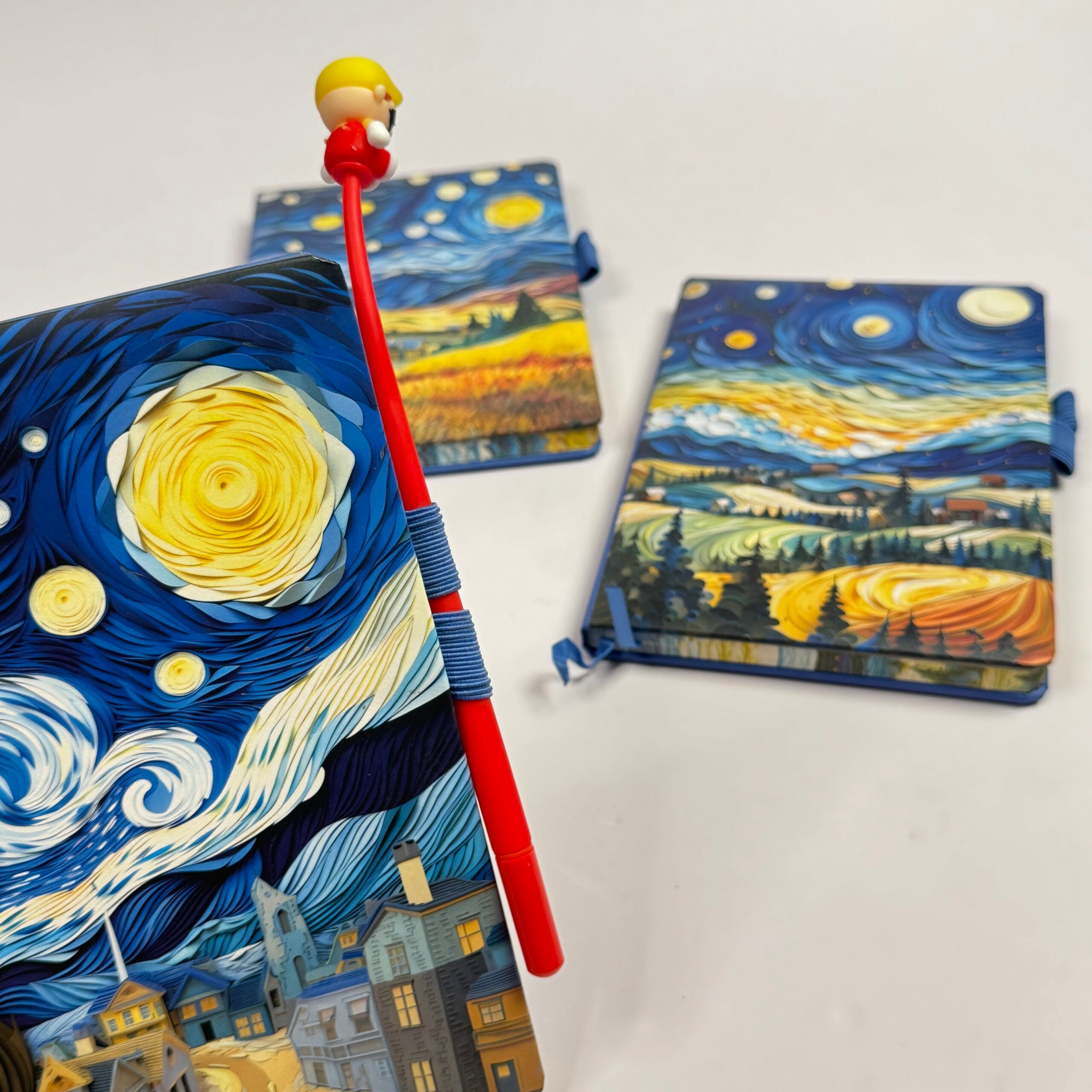 Van Gogh theme hard bound leather finish diaries