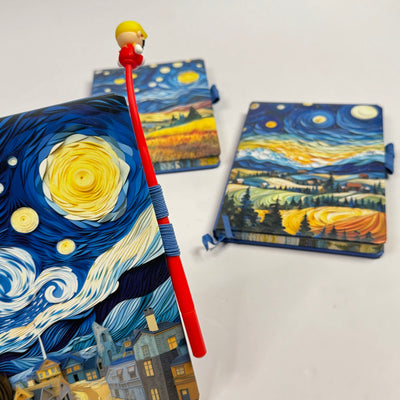Van Gogh theme hard bound leather finish diaries