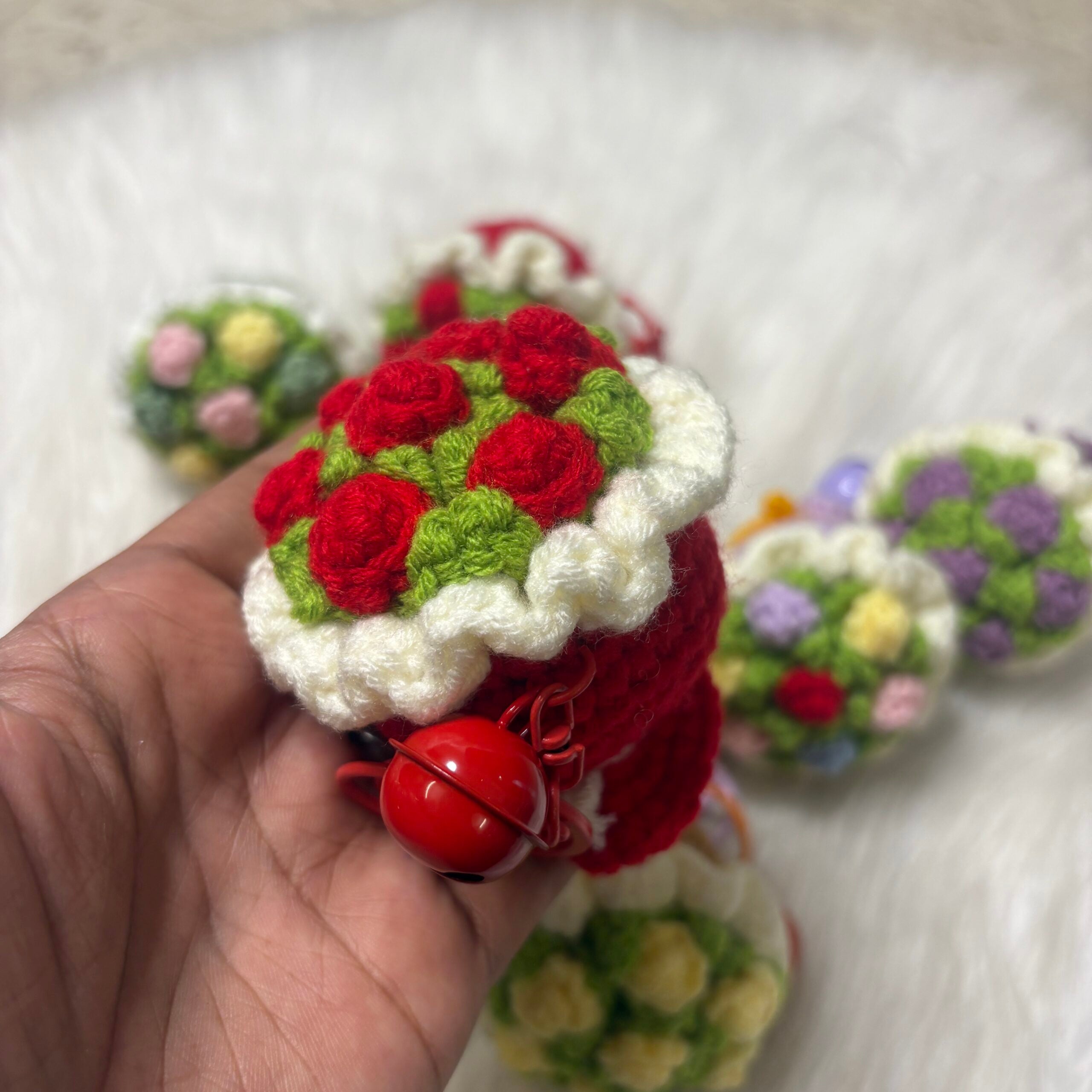 Flower bouquet crochet keychains