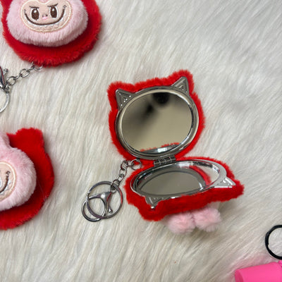 Labubu theme fur mirror keychain