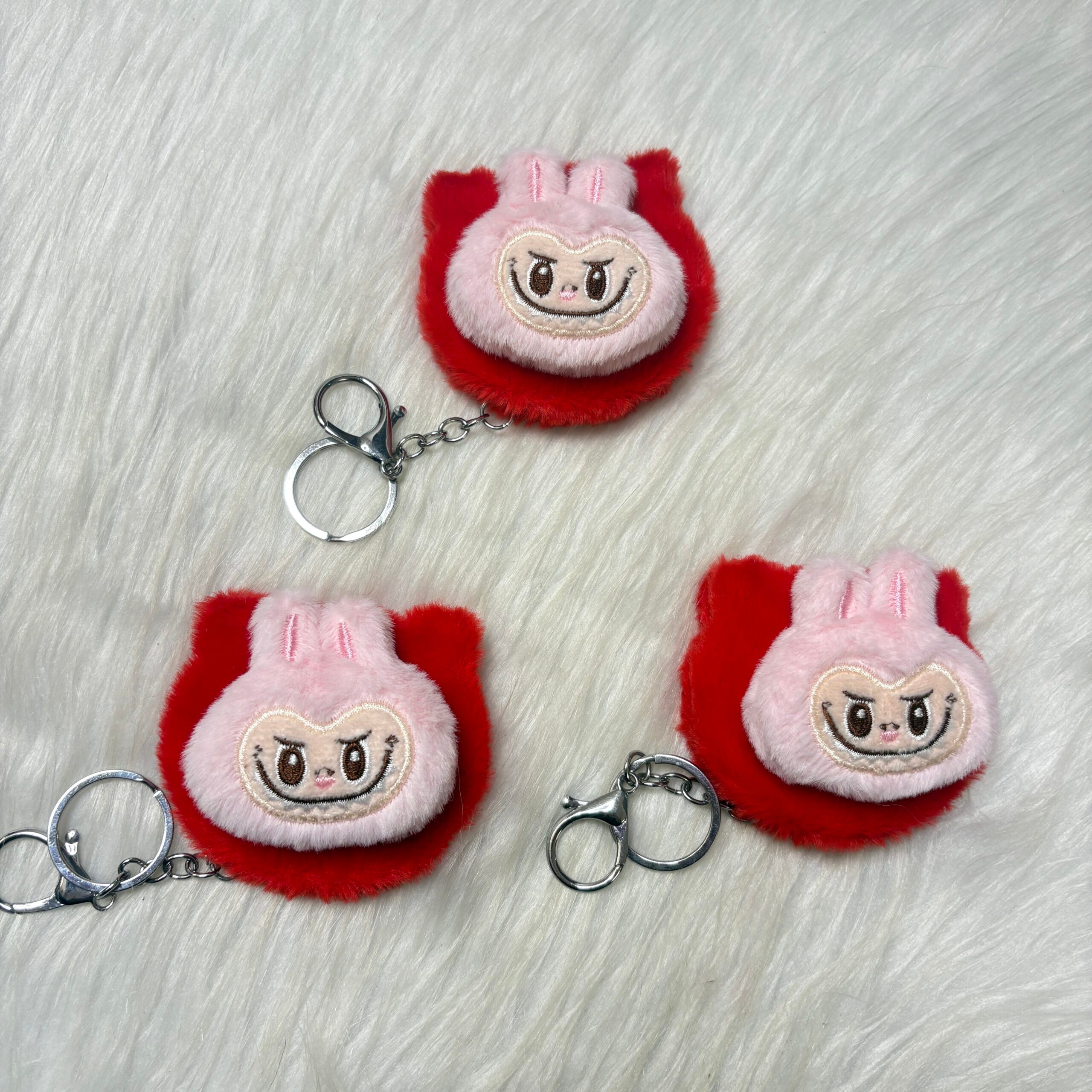 Labubu theme fur mirror keychain