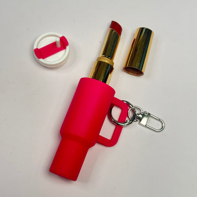 Solid Color Mini Stanley Tumbler Keychain (Lipstick Holder)