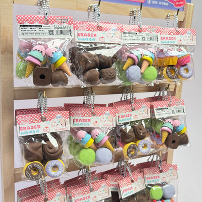 Dessert theme erasers in a pack