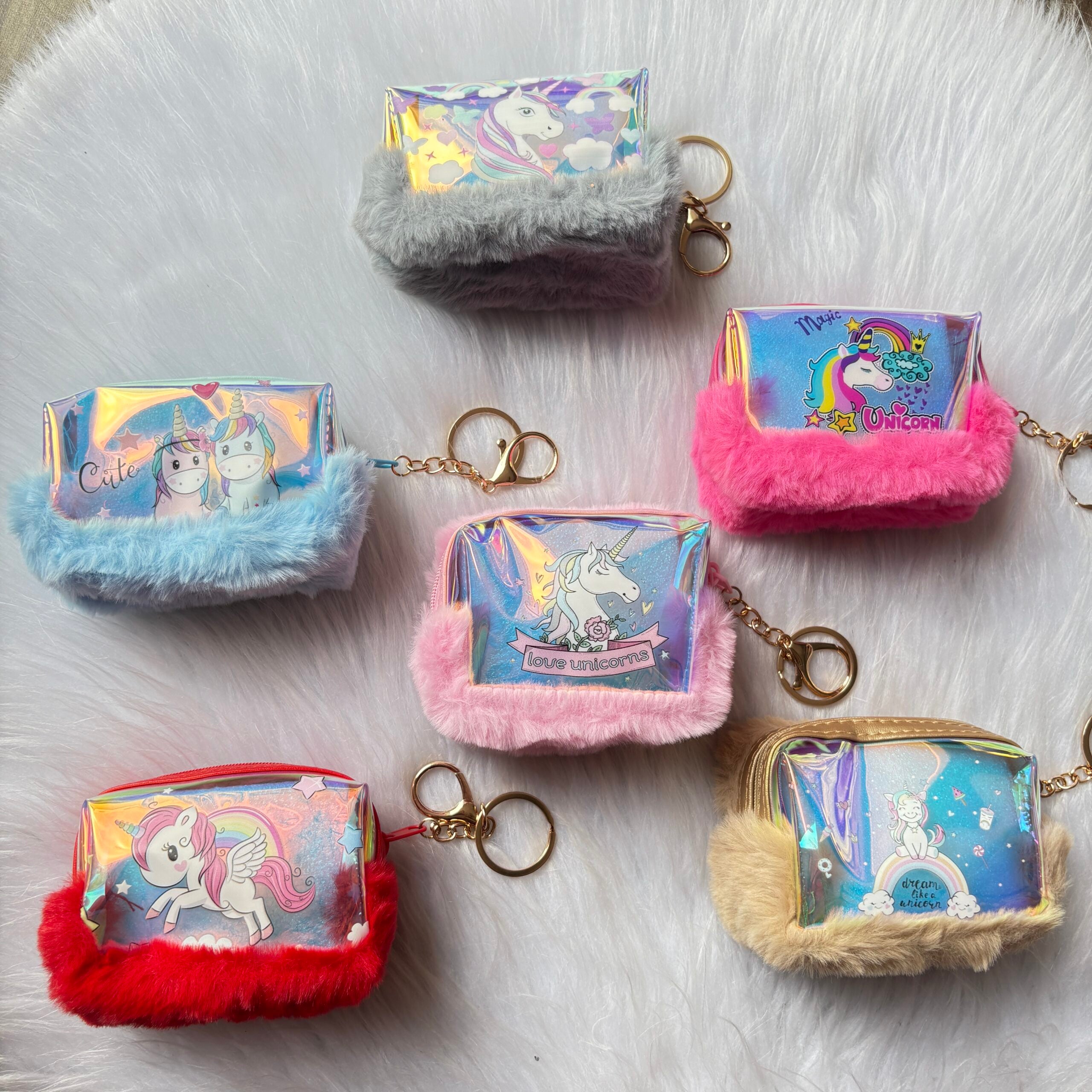 Unicorn holographic Fur Coin Pouch
