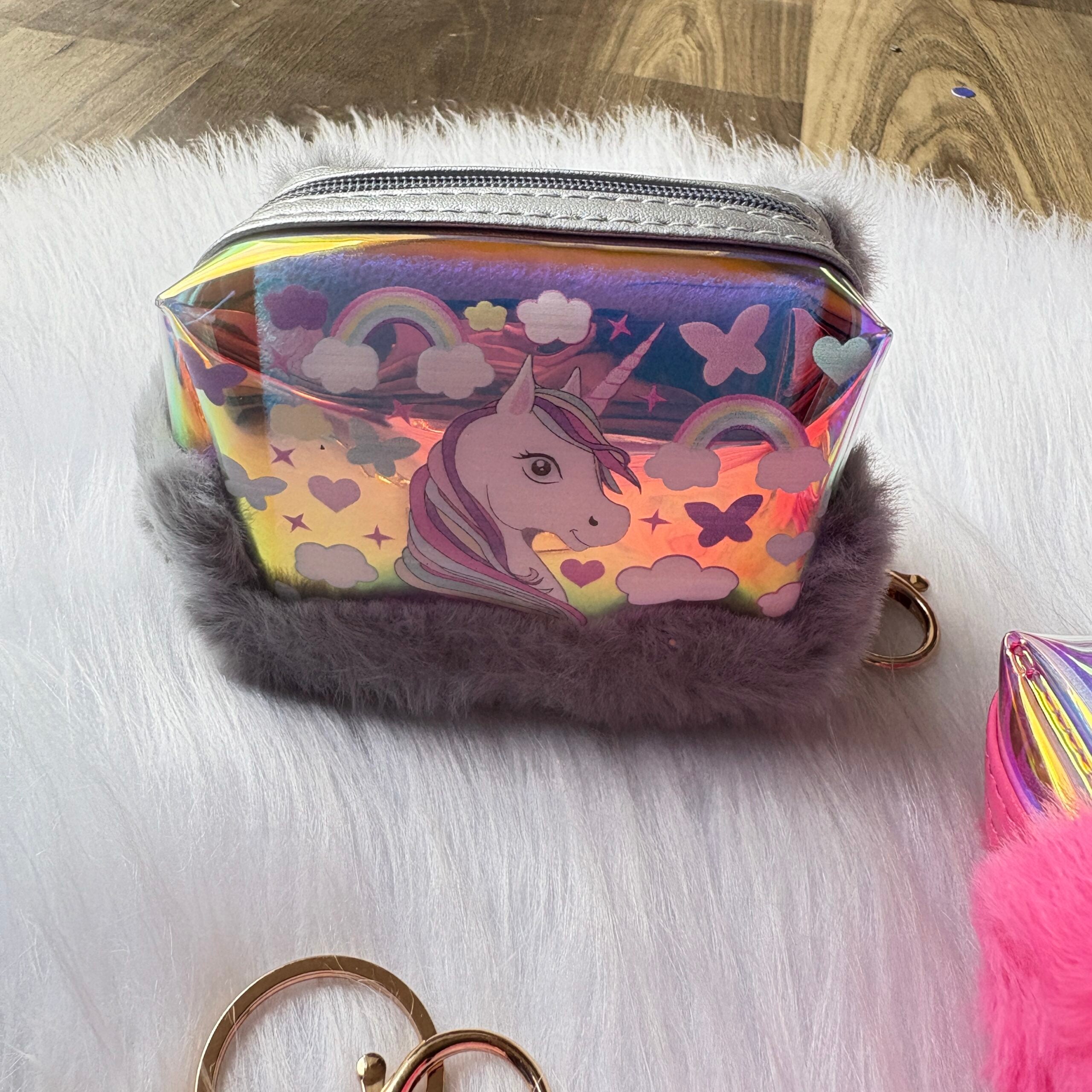 Unicorn holographic Fur Coin Pouch