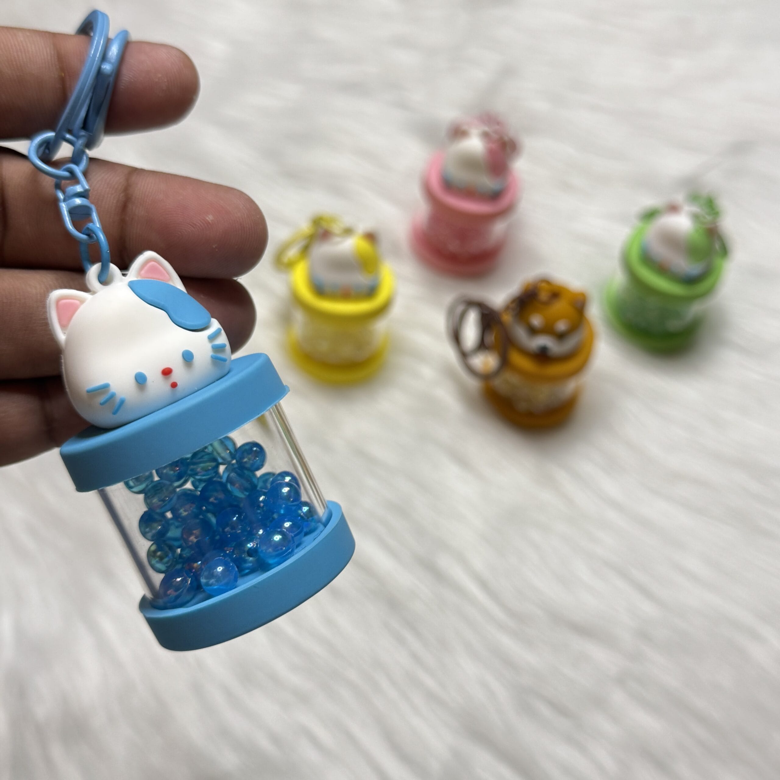Cute premium cat keychain with beads