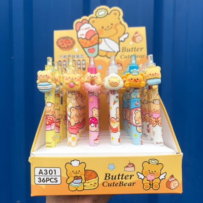 Cute bear theme click type pen set of two