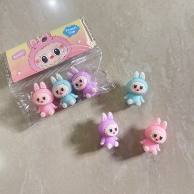 Labubu erasers and pencil topper (set of 3)